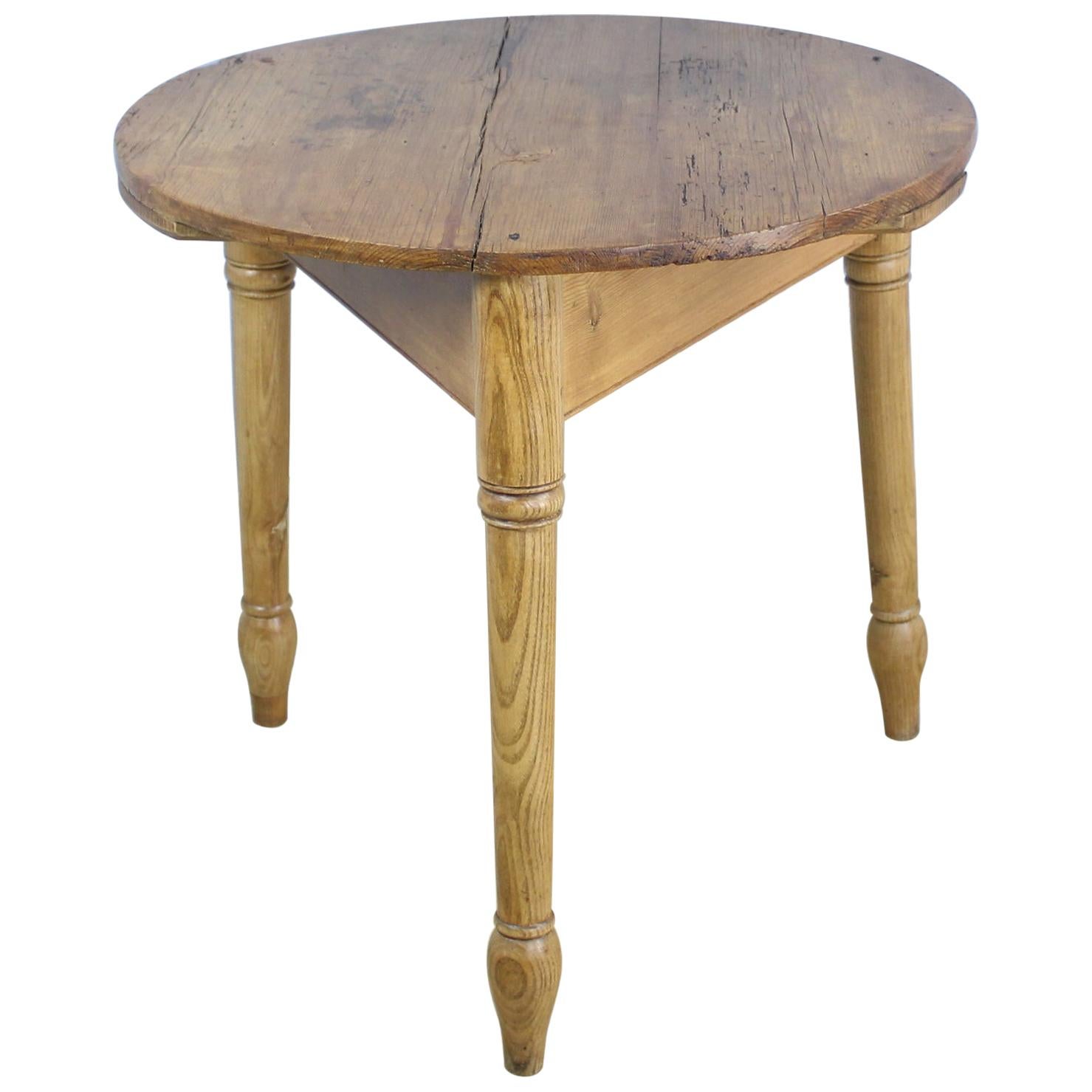 19th Century Pine Cricket Table with Turned Legs