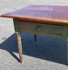 19th Century Pine Desk Table with Painted Base