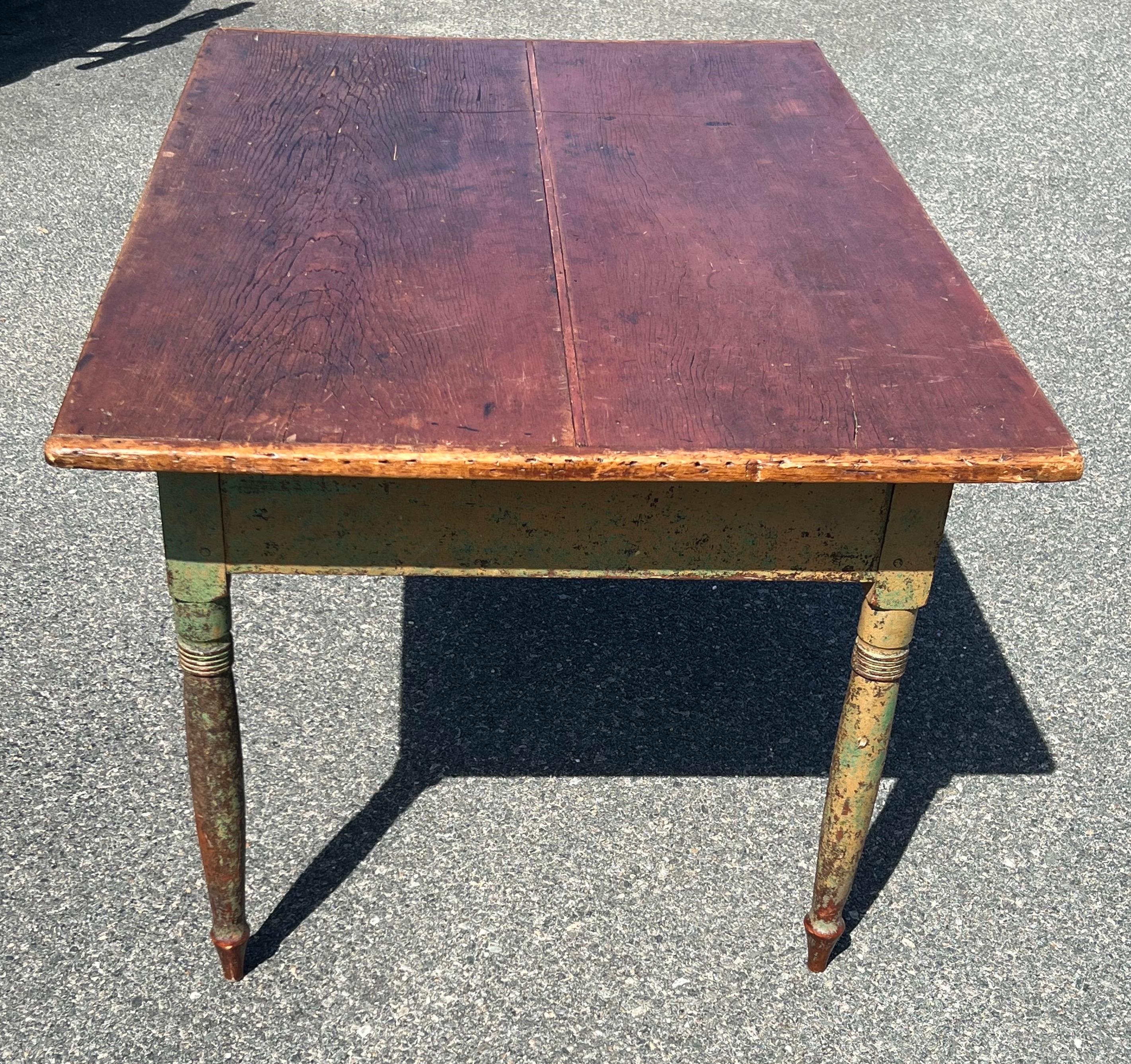 North American 19th Century Pine Desk Table with Painted Base For Sale