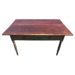 Antique 19th Century Pine Desk Table with Painted Base