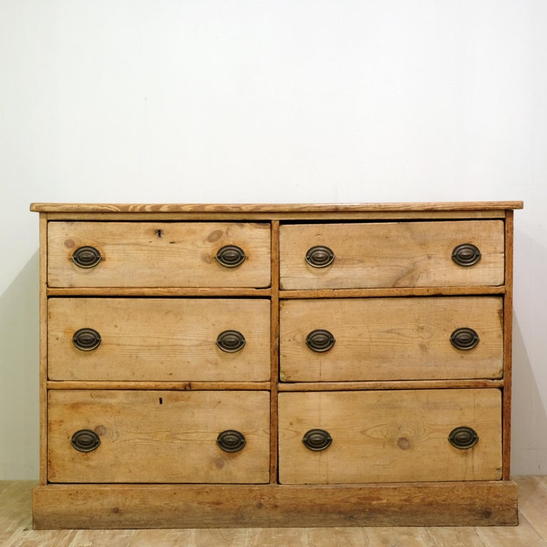 19th Century Pine Dresser Base with Drawers, Rustic Country Farmhouse