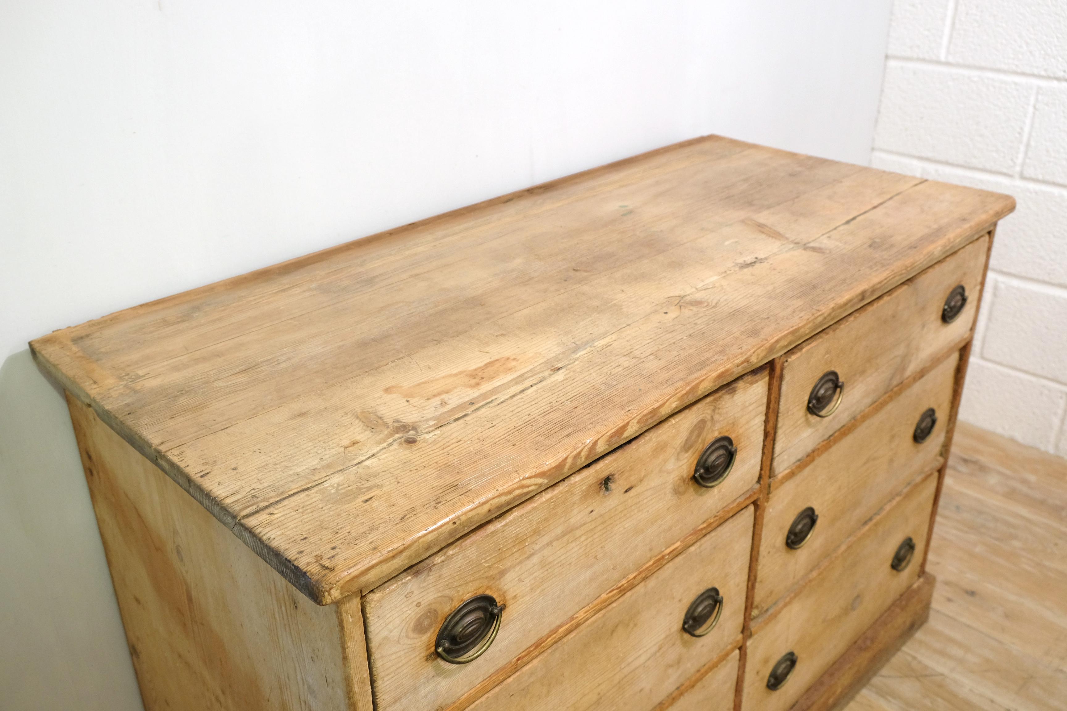 19th Century Pine Dresser Base With Drawers Rustic Country