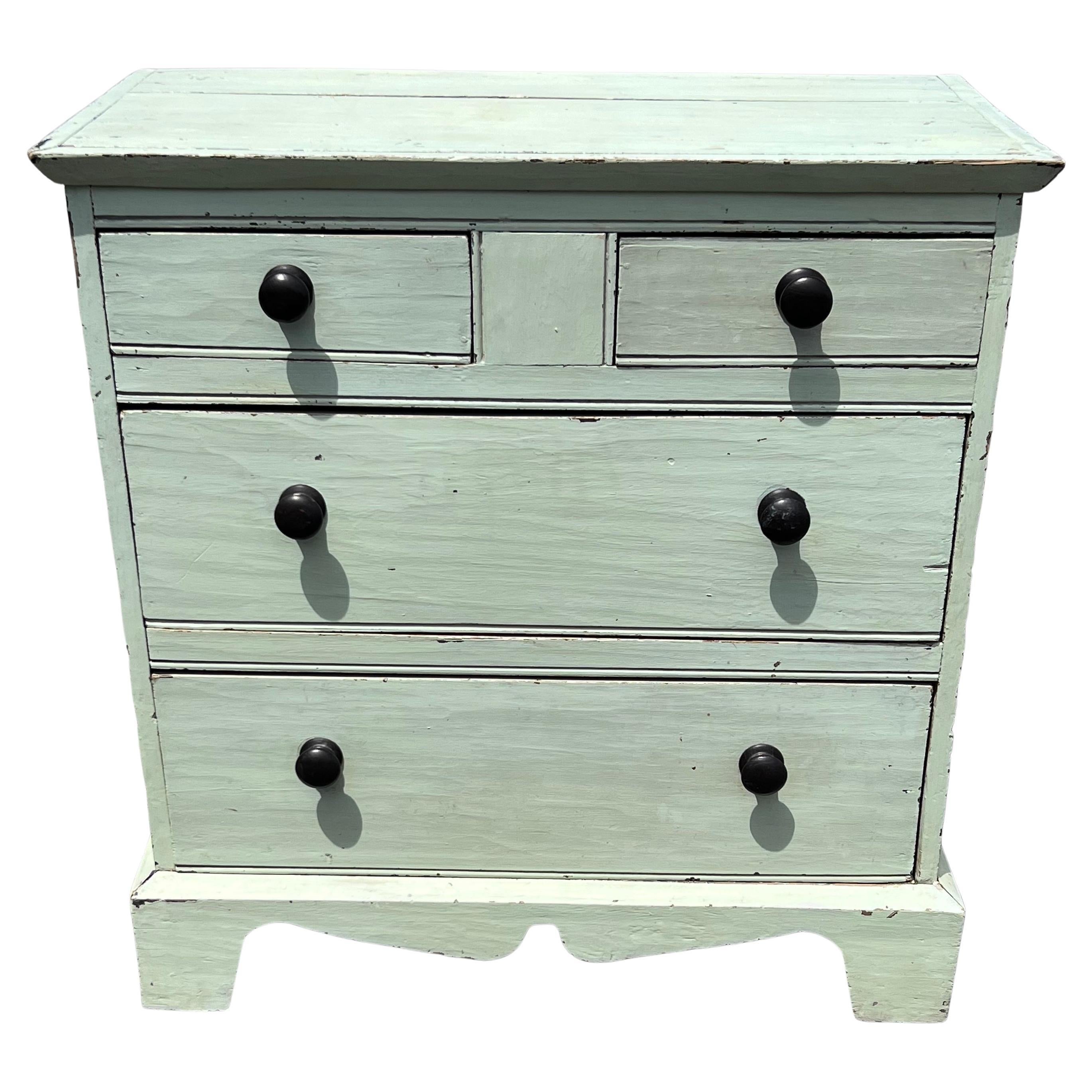 19th Century Pine Dresser in Pale Green Paint For Sale