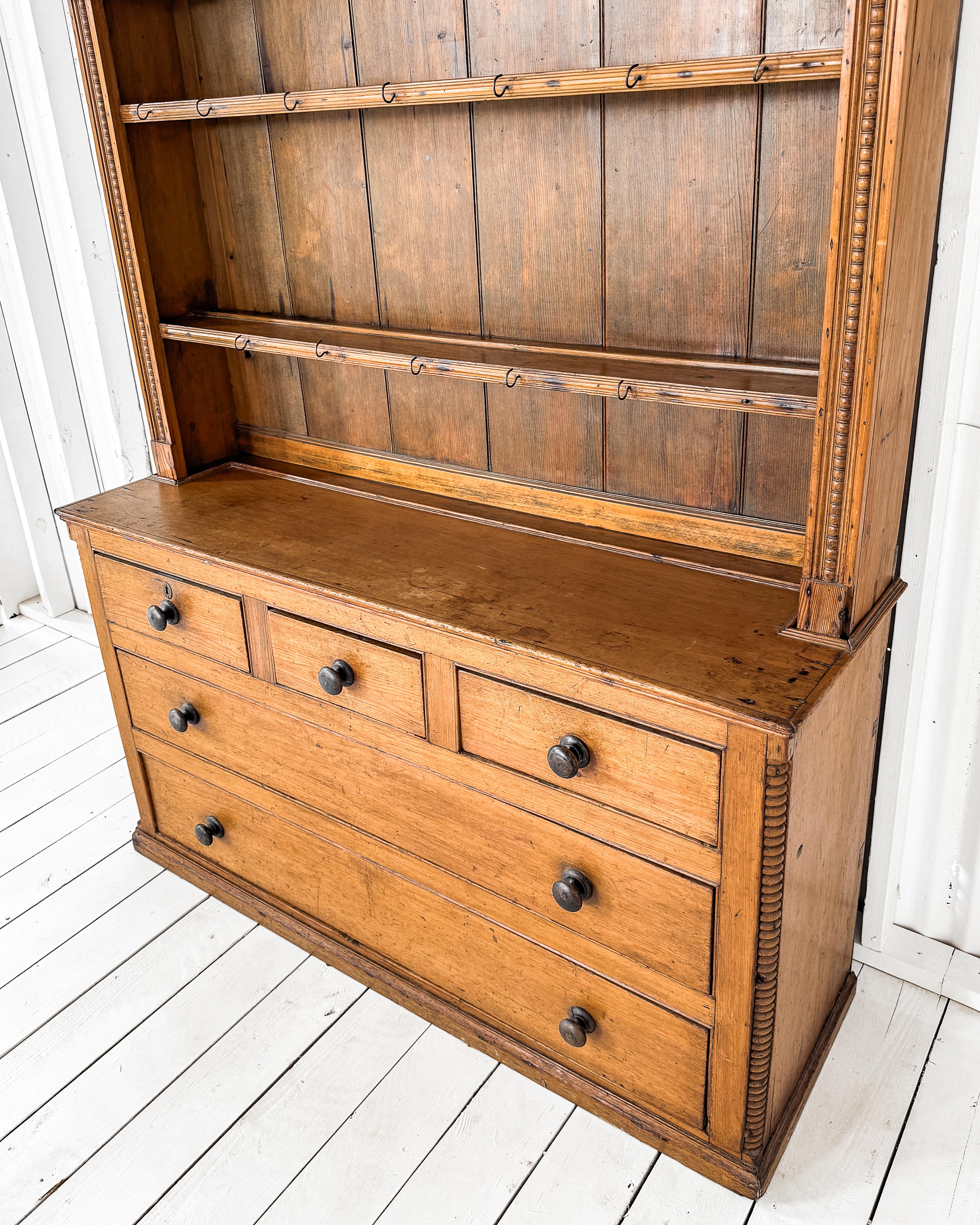 19th Century Pine Dresser with Plate Rack For Sale 9
