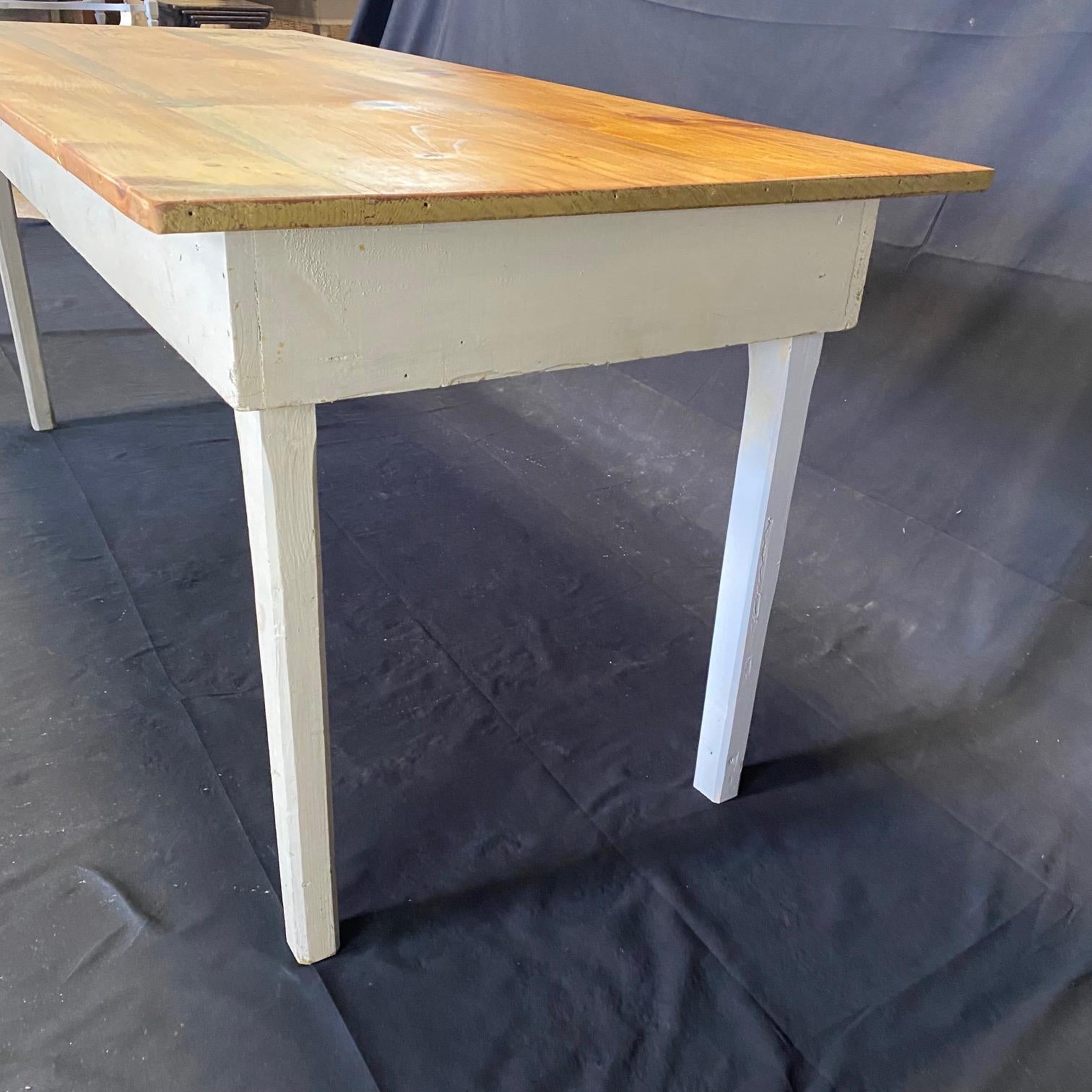 19th Century Pine Farm Table Dining Table from a Grange Hall in Maine For Sale 6