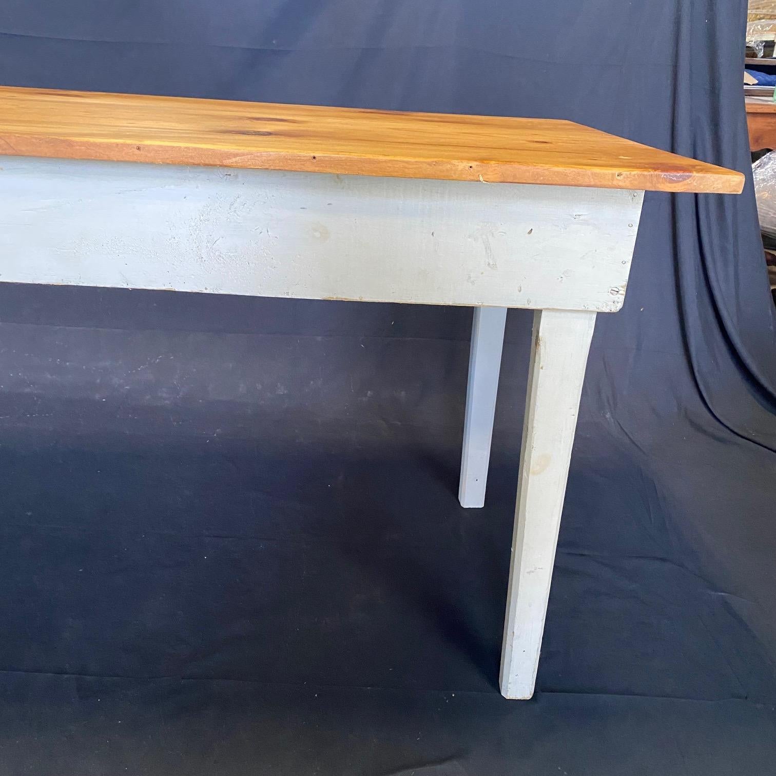 Rustic 19th Century Pine Farm Table Dining Table from a Grange Hall in Maine For Sale
