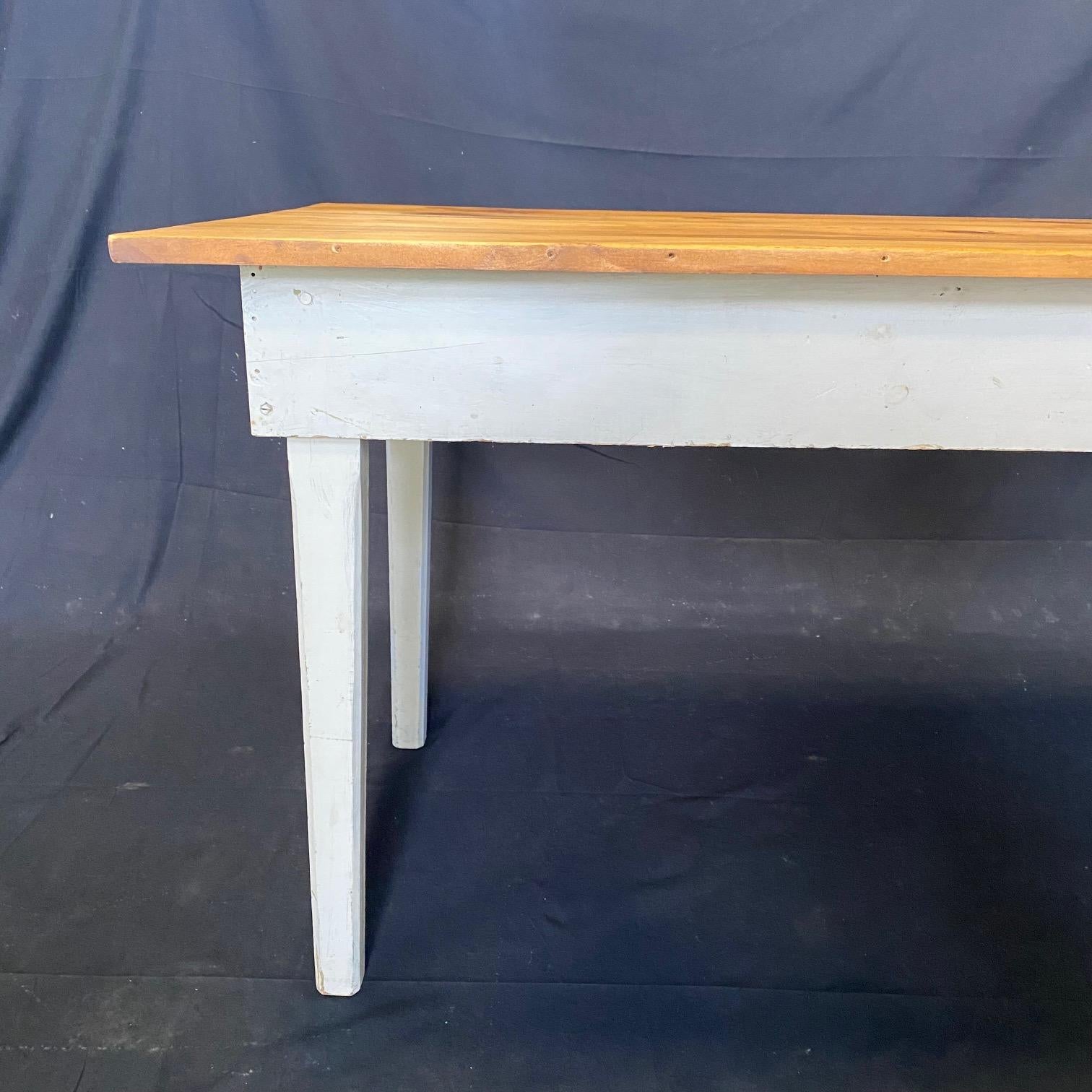 American 19th Century Pine Farm Table Dining Table from a Grange Hall in Maine For Sale