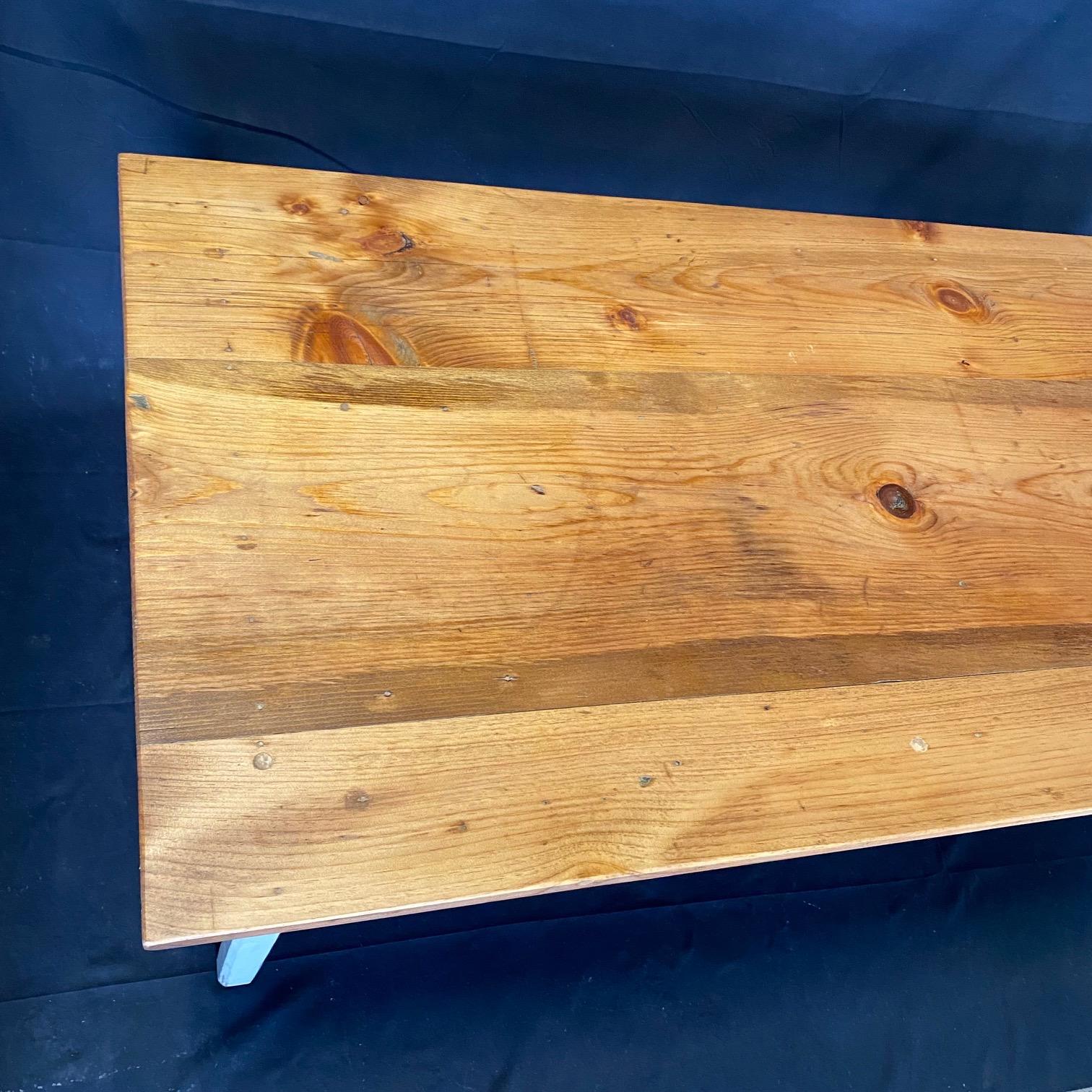 19th Century Pine Farm Table Dining Table from a Grange Hall in Maine For Sale 1