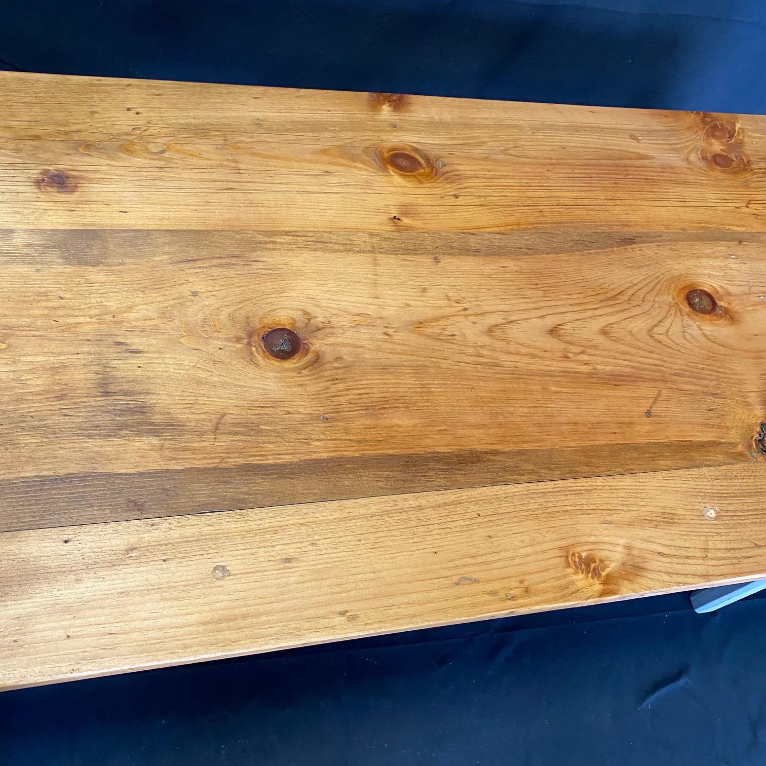 19th Century Pine Farm Table Dining Table from a Grange Hall in Maine For Sale 2
