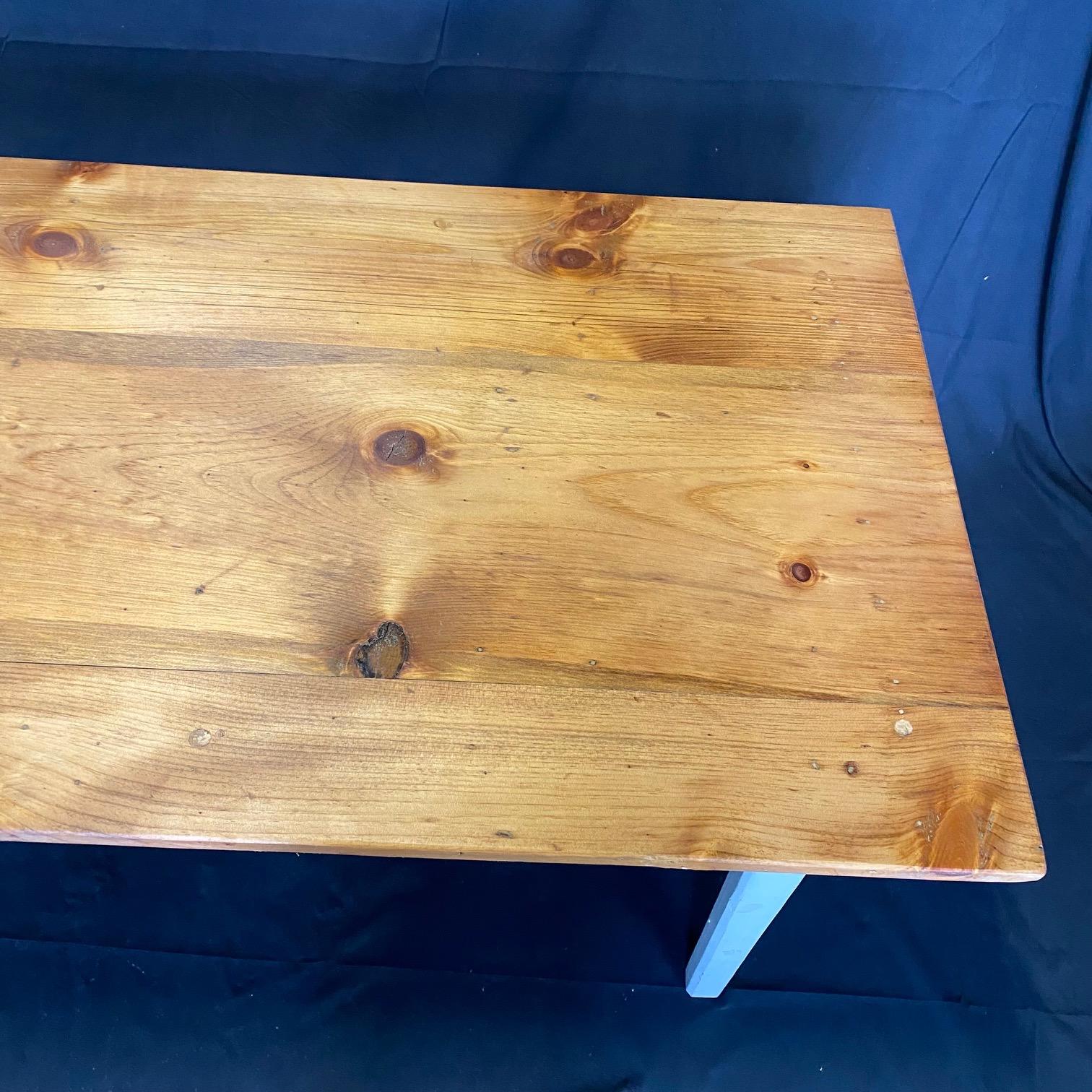 19th Century Pine Farm Table Dining Table from a Grange Hall in Maine For Sale 3