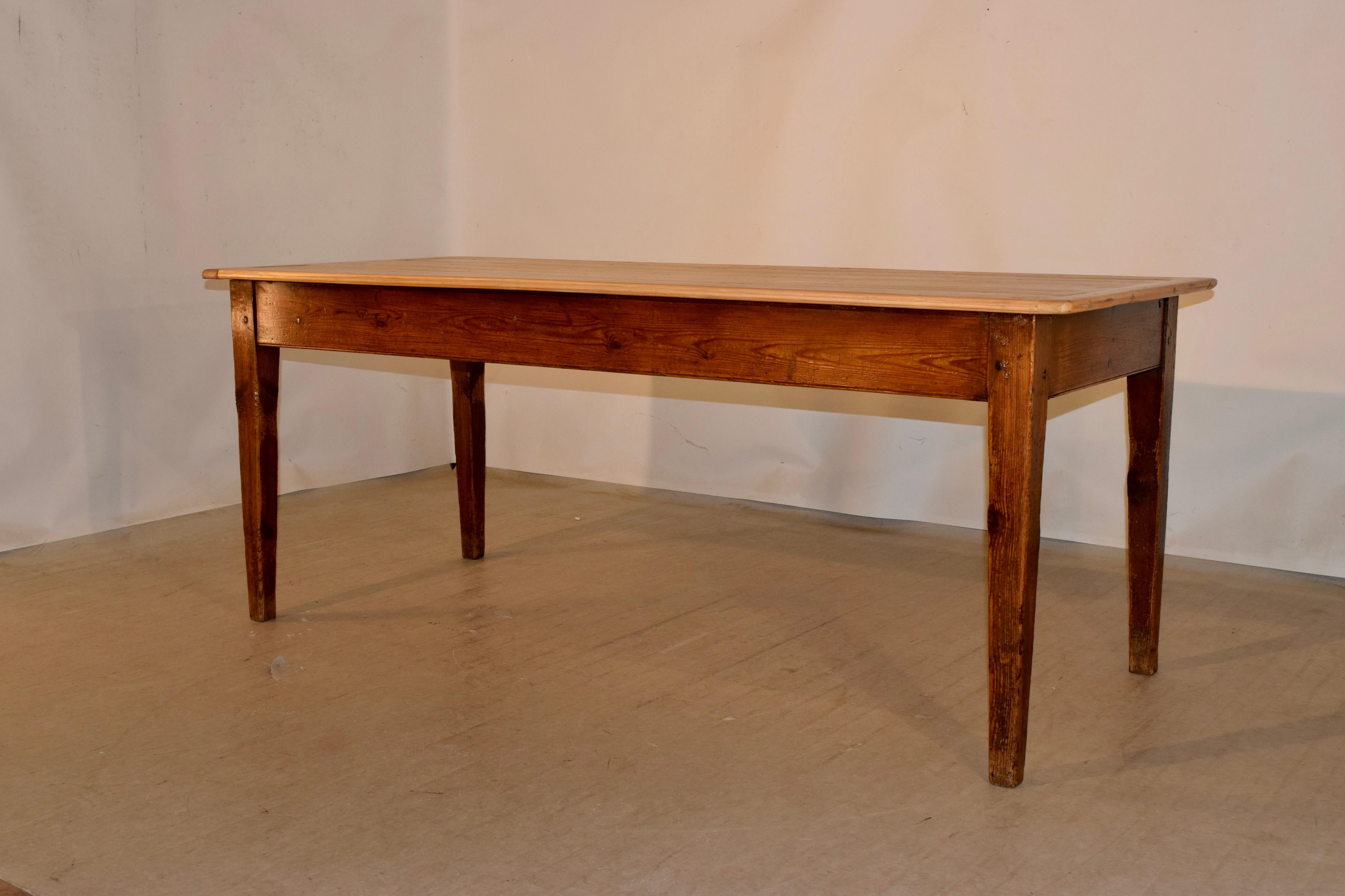 19th Century, Pine Farm Table In Good Condition In High Point, NC