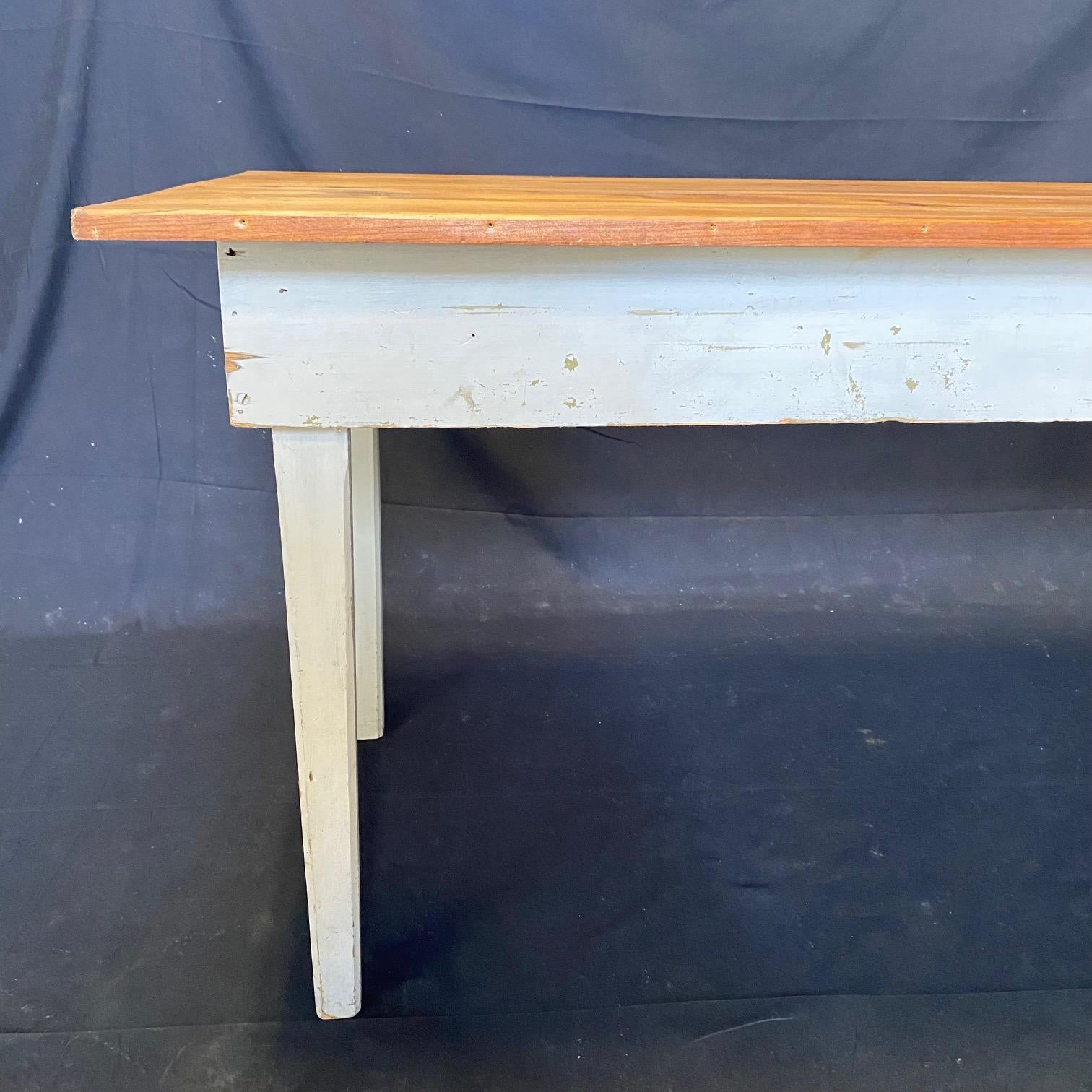 19th Century Pine Farmhouse Dining Table from a Grange Hall in Maine  For Sale 4
