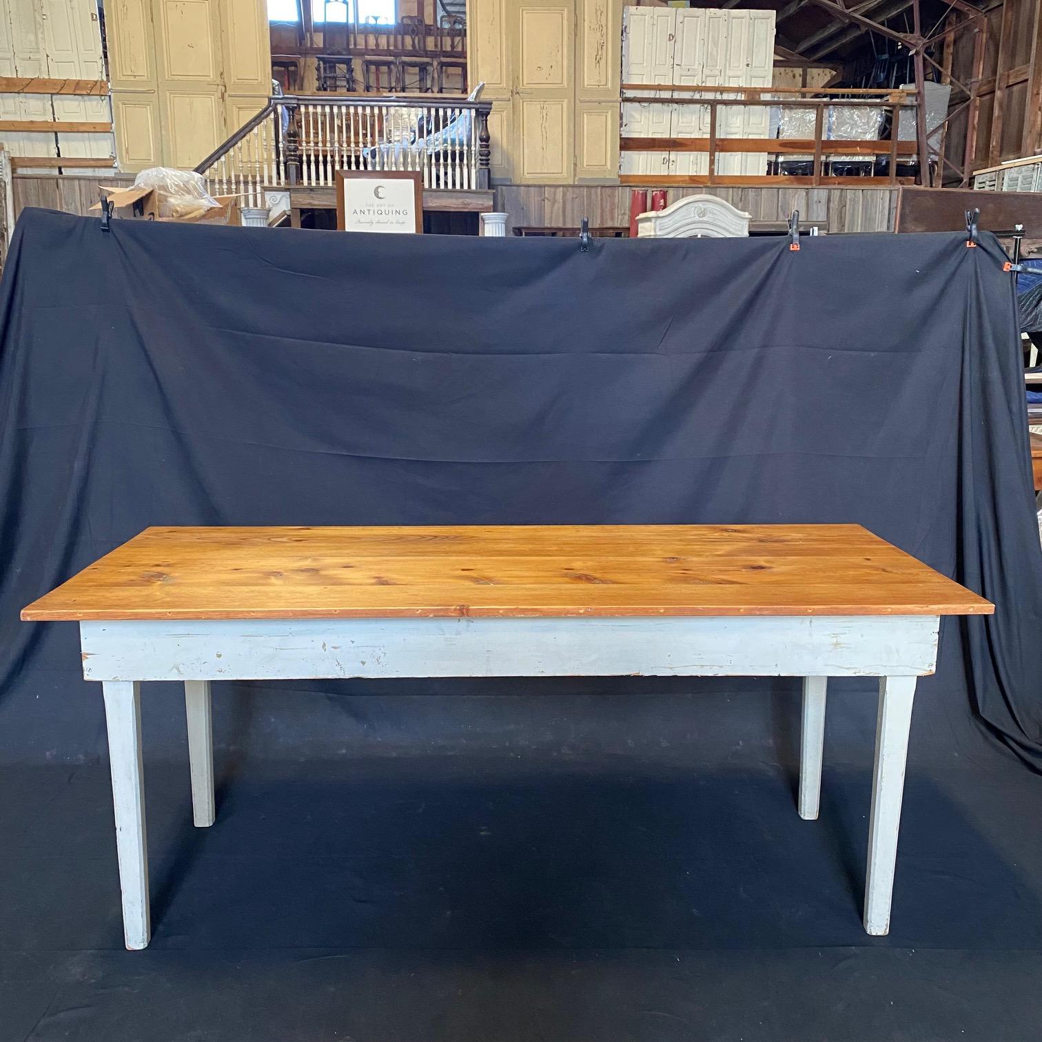 19th Century Pine Farmhouse Dining Table from a Grange Hall in Maine  For Sale 5