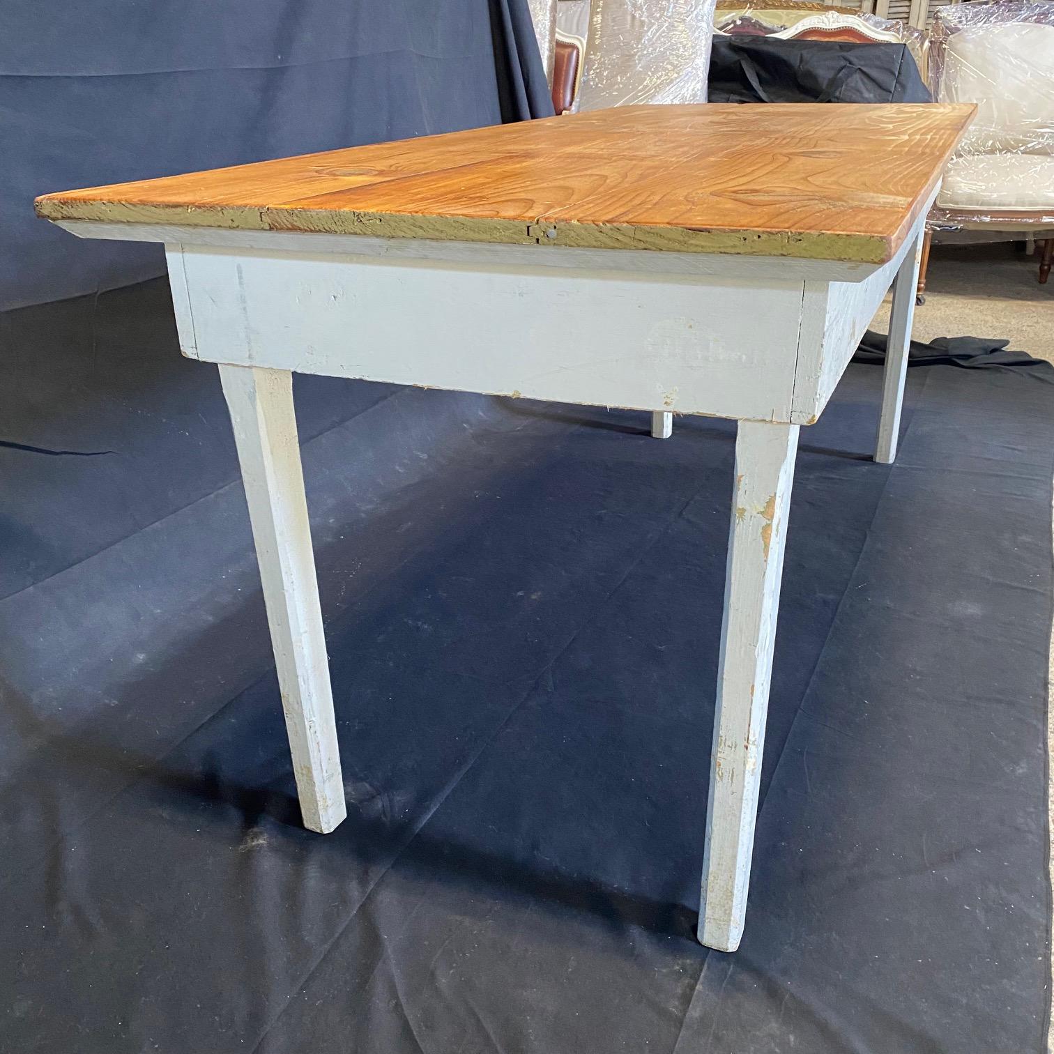 Rustic 19th Century Pine Farmhouse Dining Table from a Grange Hall in Maine For Sale