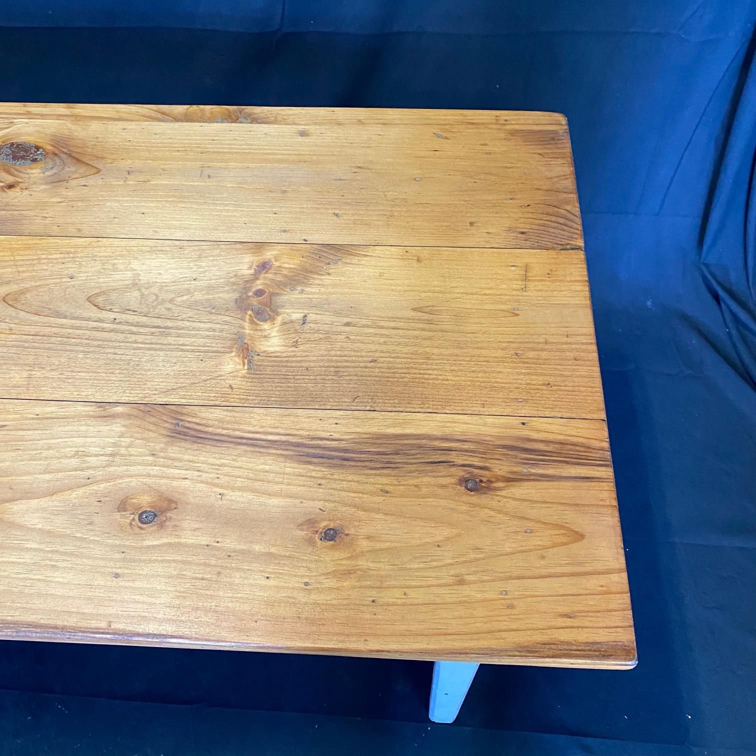 American 19th Century Pine Farmhouse Dining Table from a Grange Hall in Maine For Sale