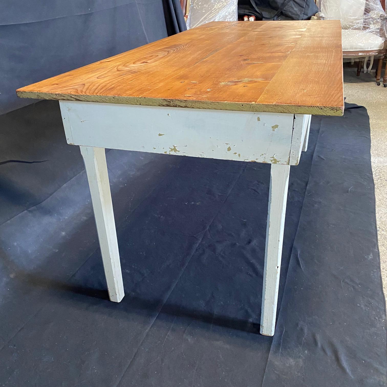 19th Century Pine Farmhouse Dining Table from a Grange Hall in Maine  In Good Condition For Sale In Hopewell, NJ