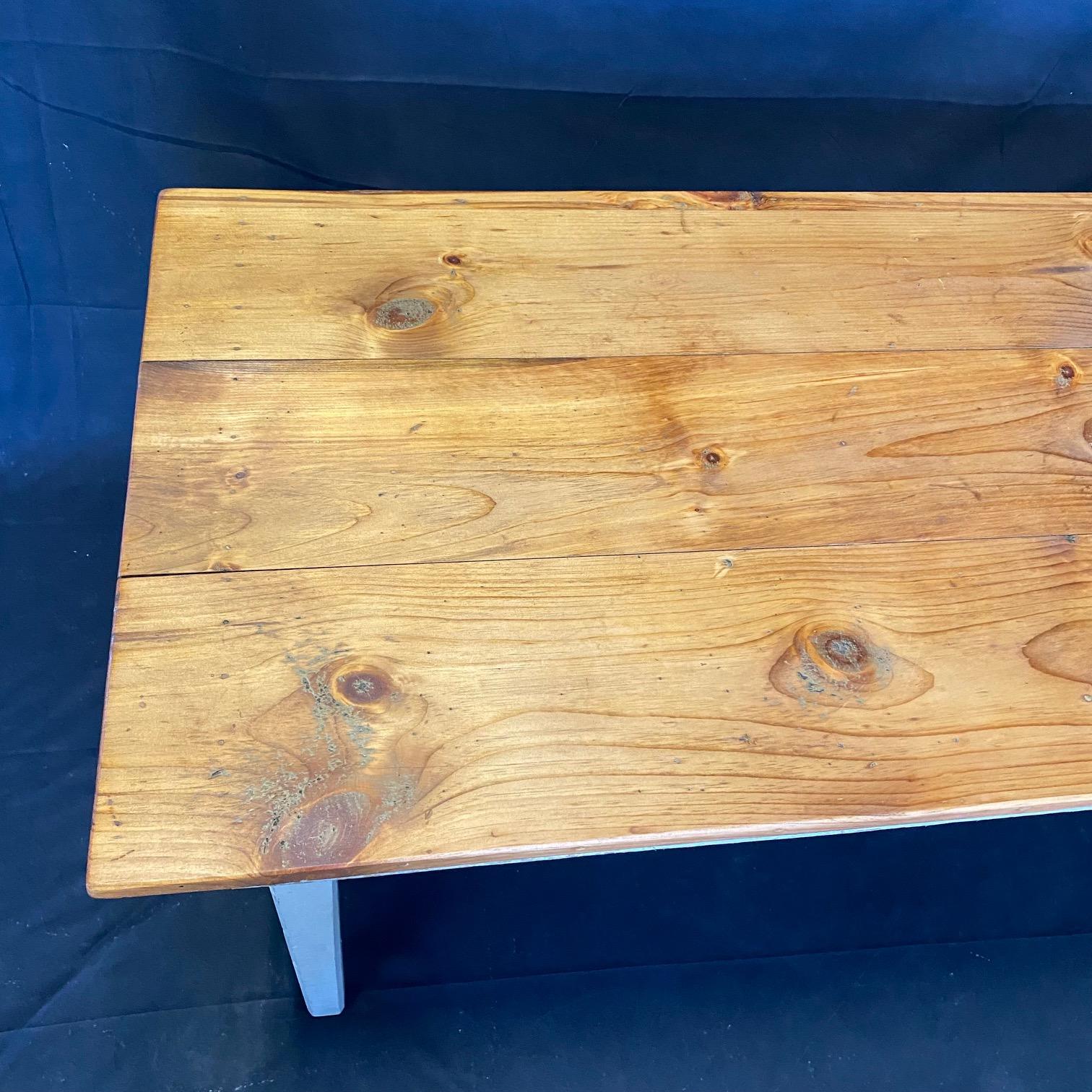 19th Century Pine Farmhouse Dining Table from a Grange Hall in Maine For Sale 1