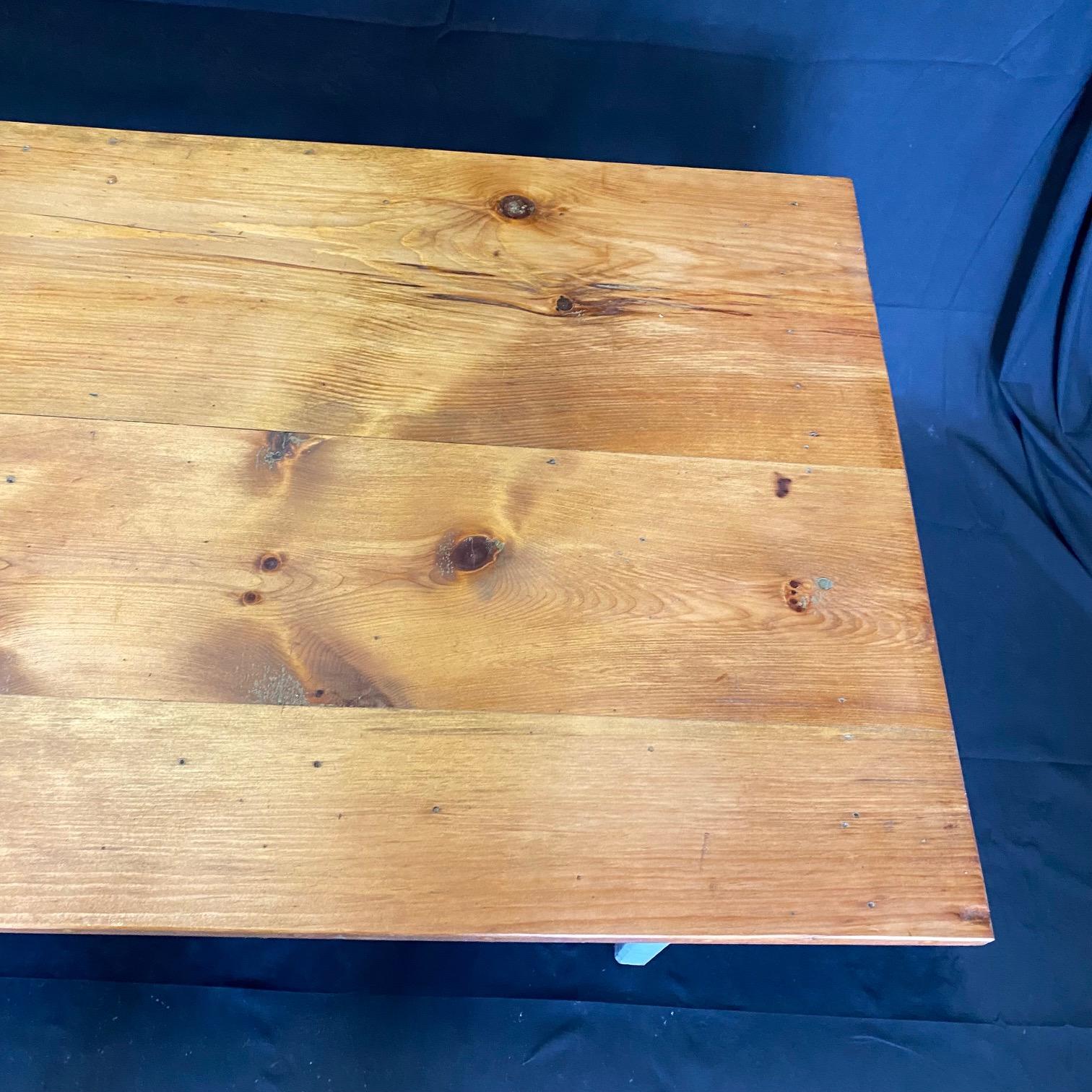 19th Century Pine Farmhouse Dining Table from a Grange Hall in Maine  For Sale 1