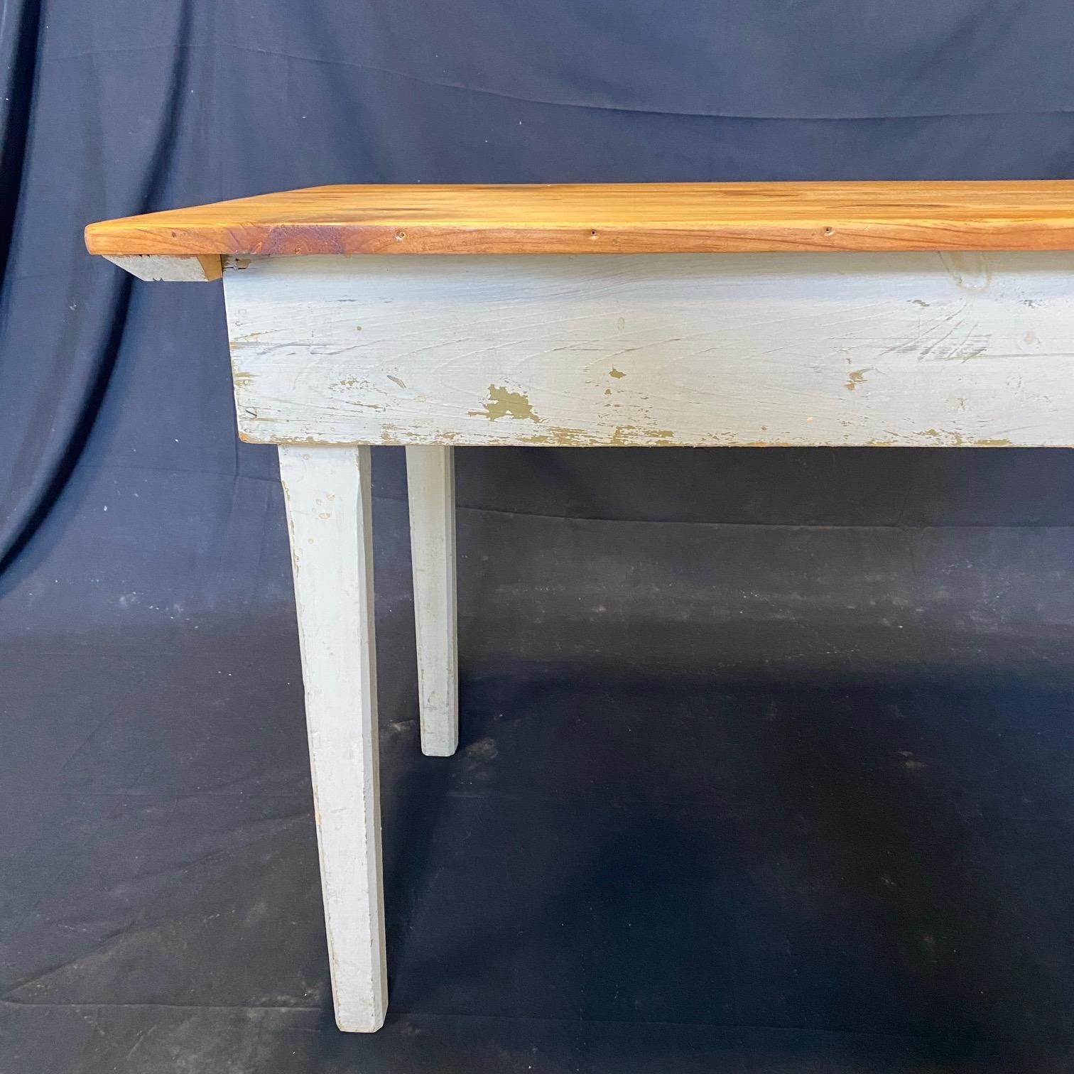 19th Century Pine Farmhouse Dining Table from a Grange Hall in Maine For Sale 3