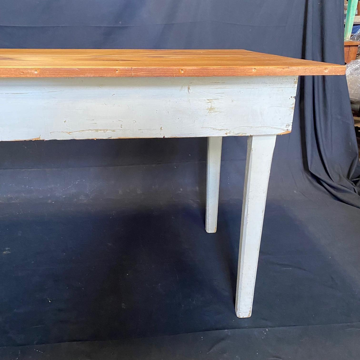 19th Century Pine Farmhouse Dining Table from a Grange Hall in Maine  For Sale 3