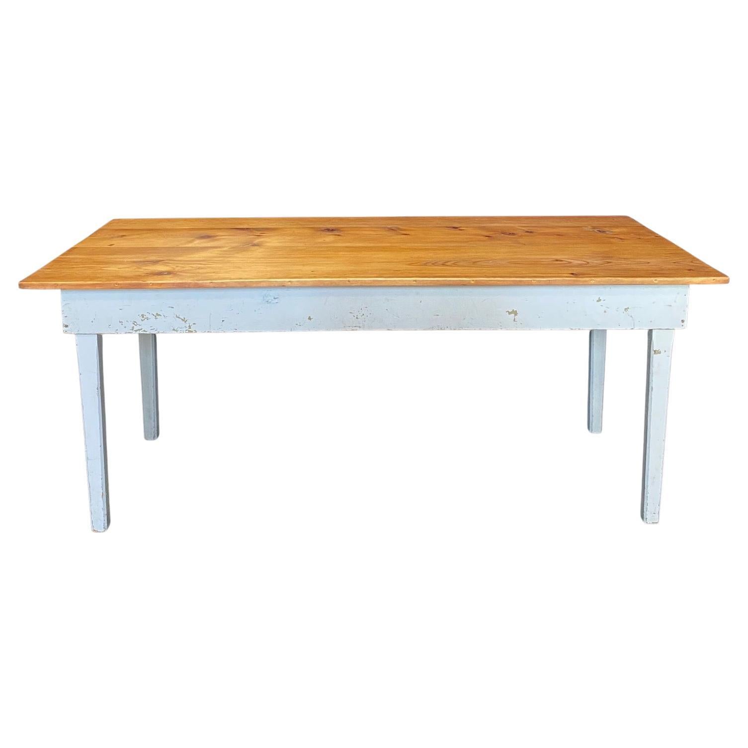 19th Century Pine Farmhouse Dining Table from a Grange Hall in Maine  For Sale