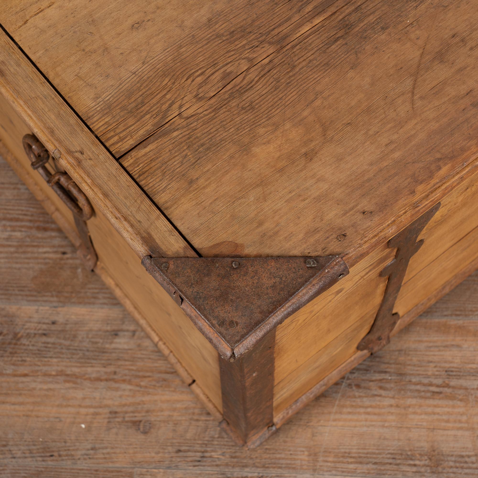19th Century Pine Flat Top Trunk from Sweden 1