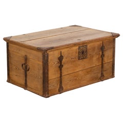 19th Century Pine Flat Top Trunk from Sweden