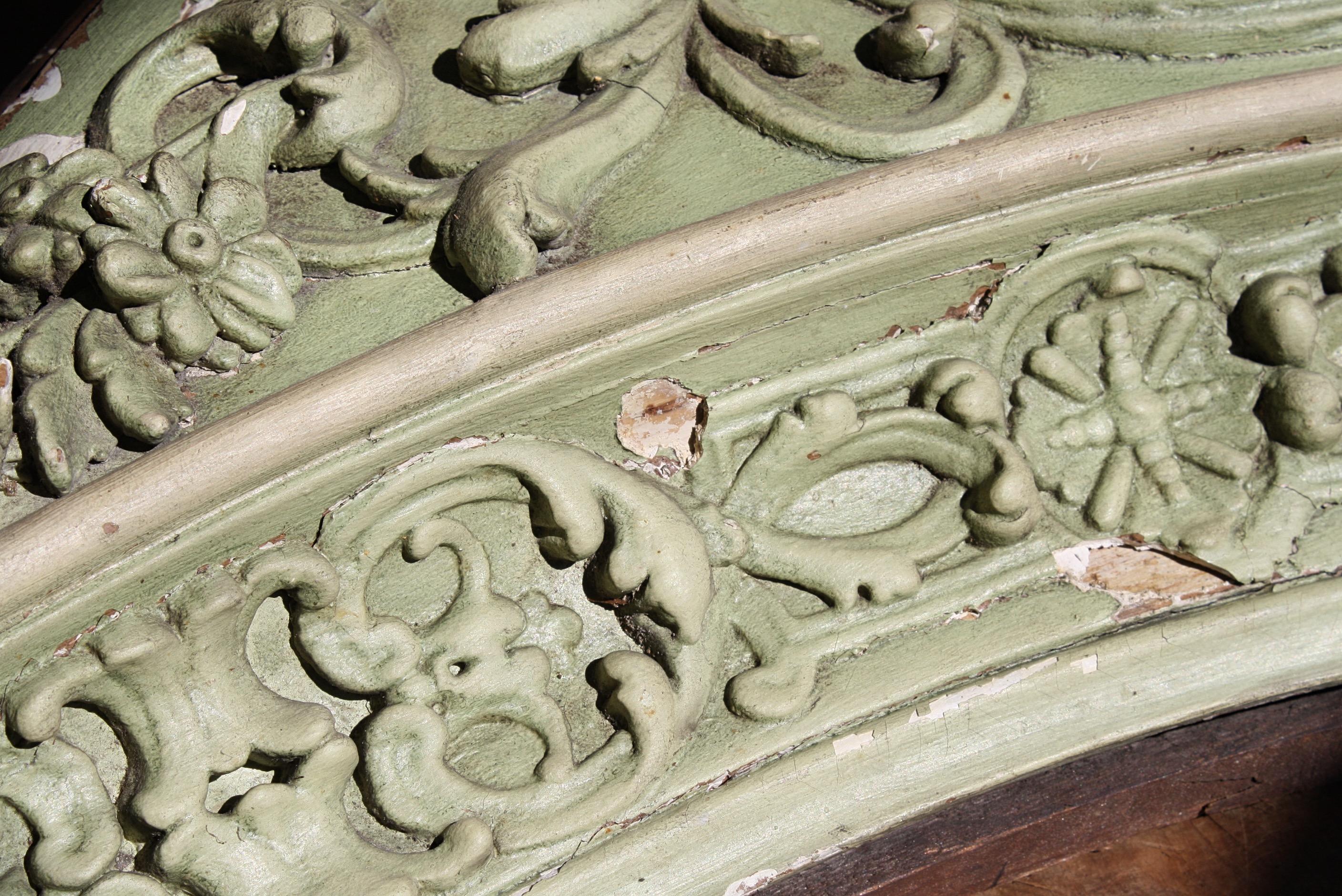 19th Century Pine & Gesso Architectural Mist Green Decorative Element For Sale 4