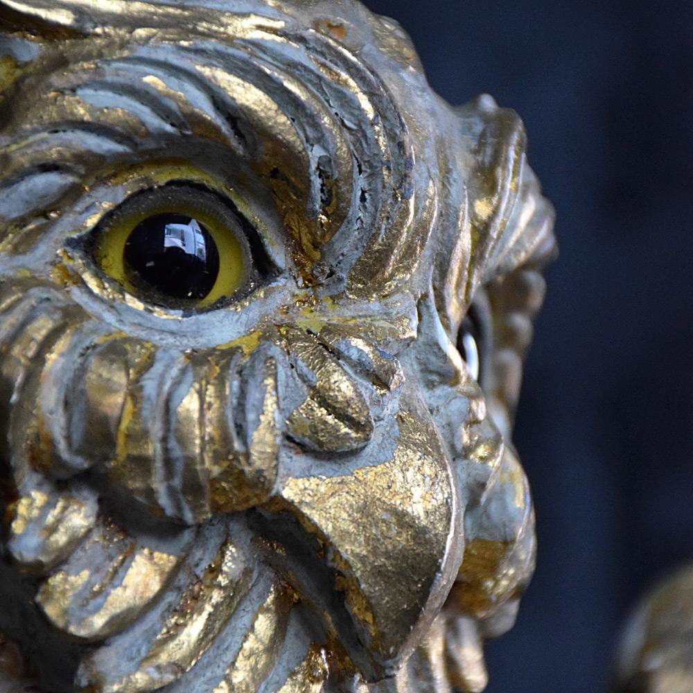 19th Century Pine Gold Gilt Carved Owl Figure 1