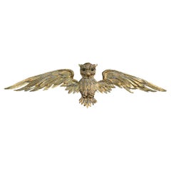 19th Century Pine Gold Gilt Carved Owl Figure