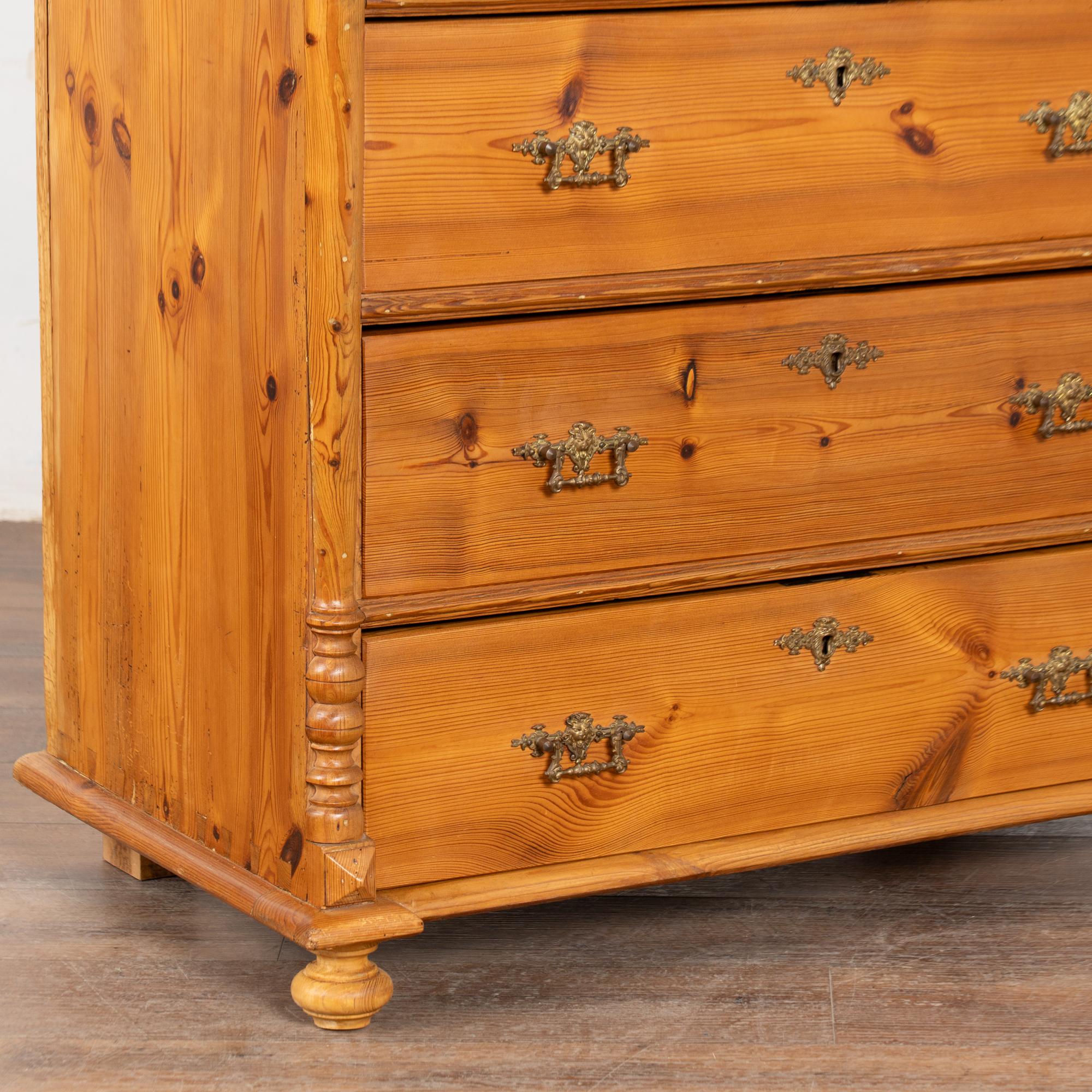 19th Century Pine Highboy Chest of Five Drawers For Sale 6