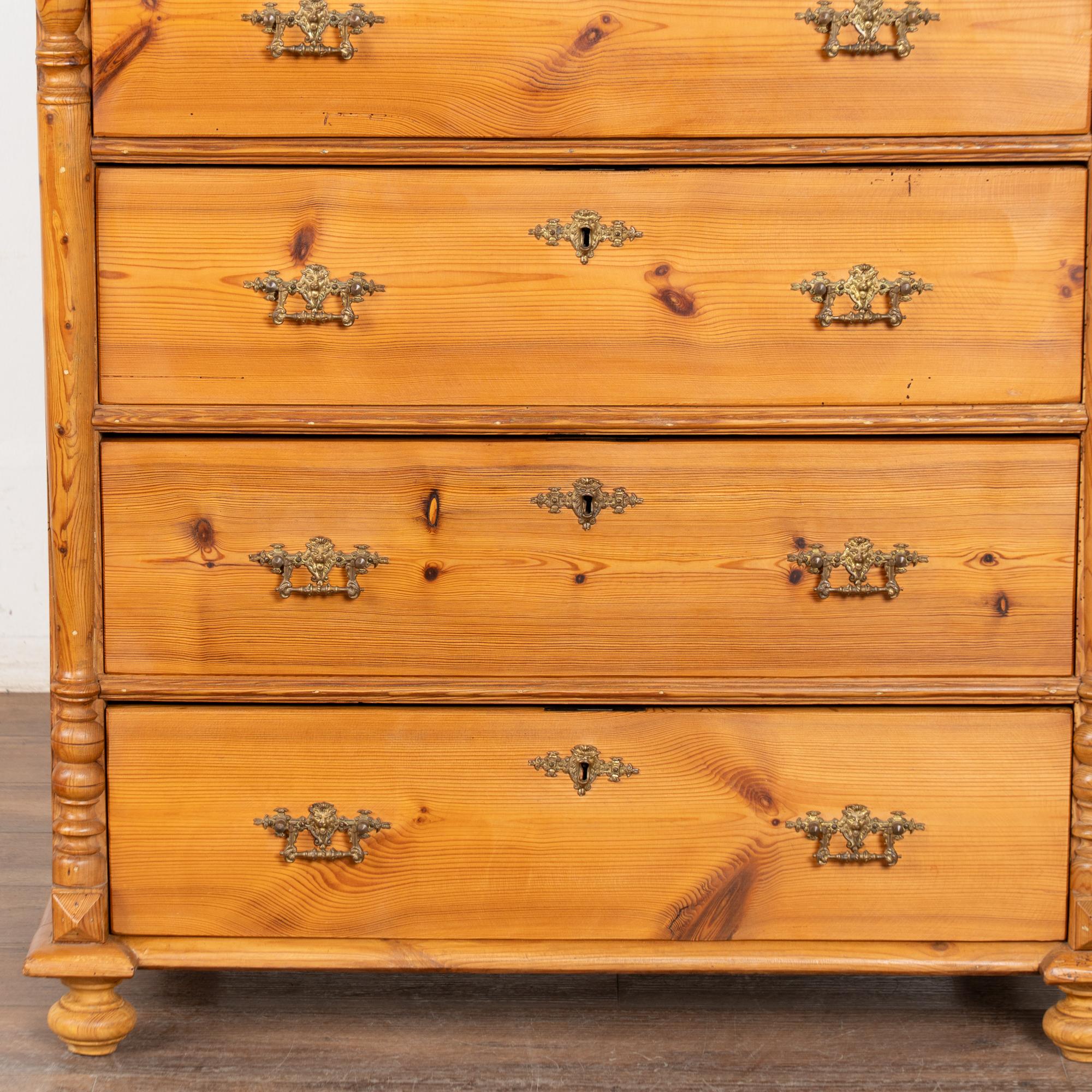 19th Century Pine Highboy Chest of Five Drawers For Sale 8