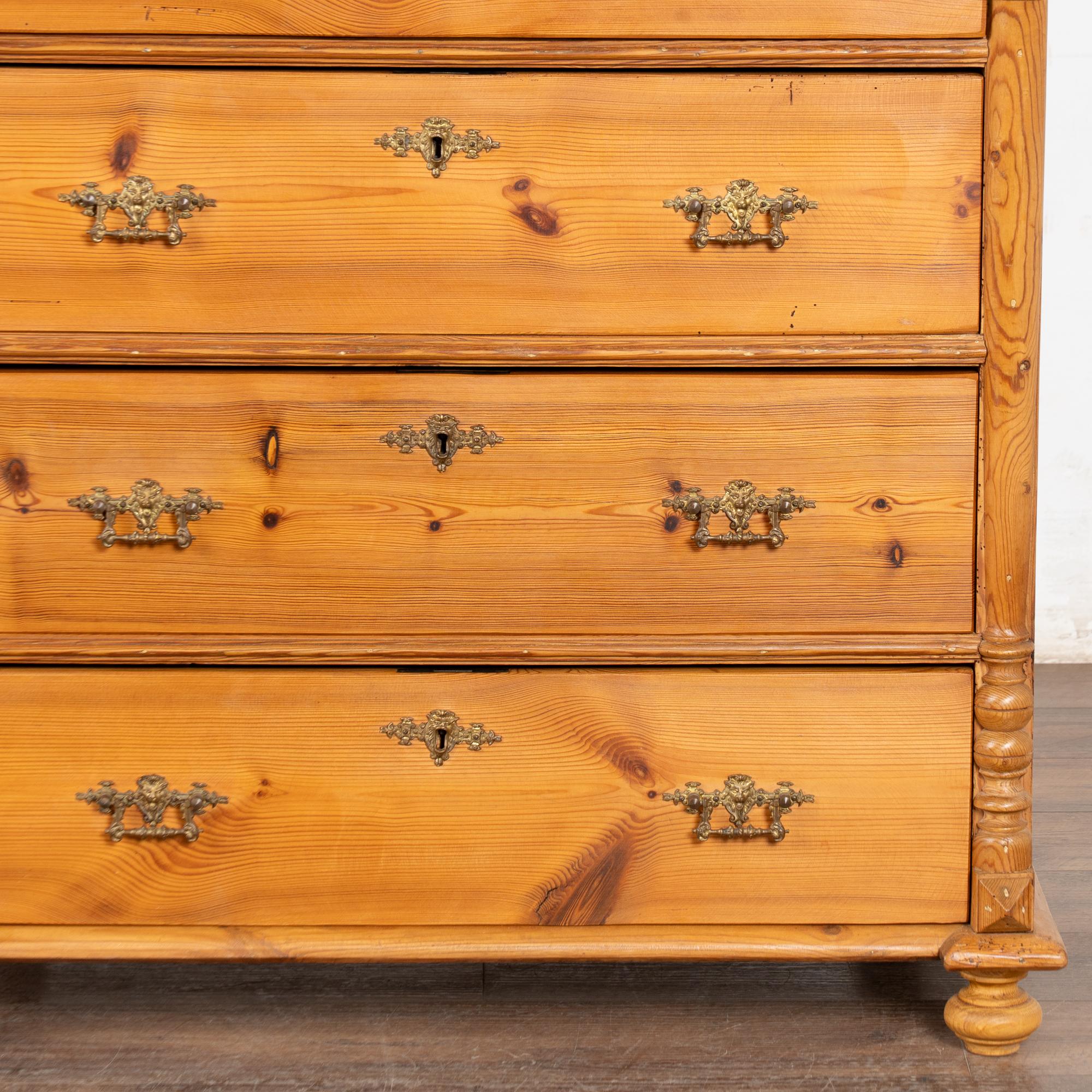19th Century Pine Highboy Chest of Five Drawers For Sale 9