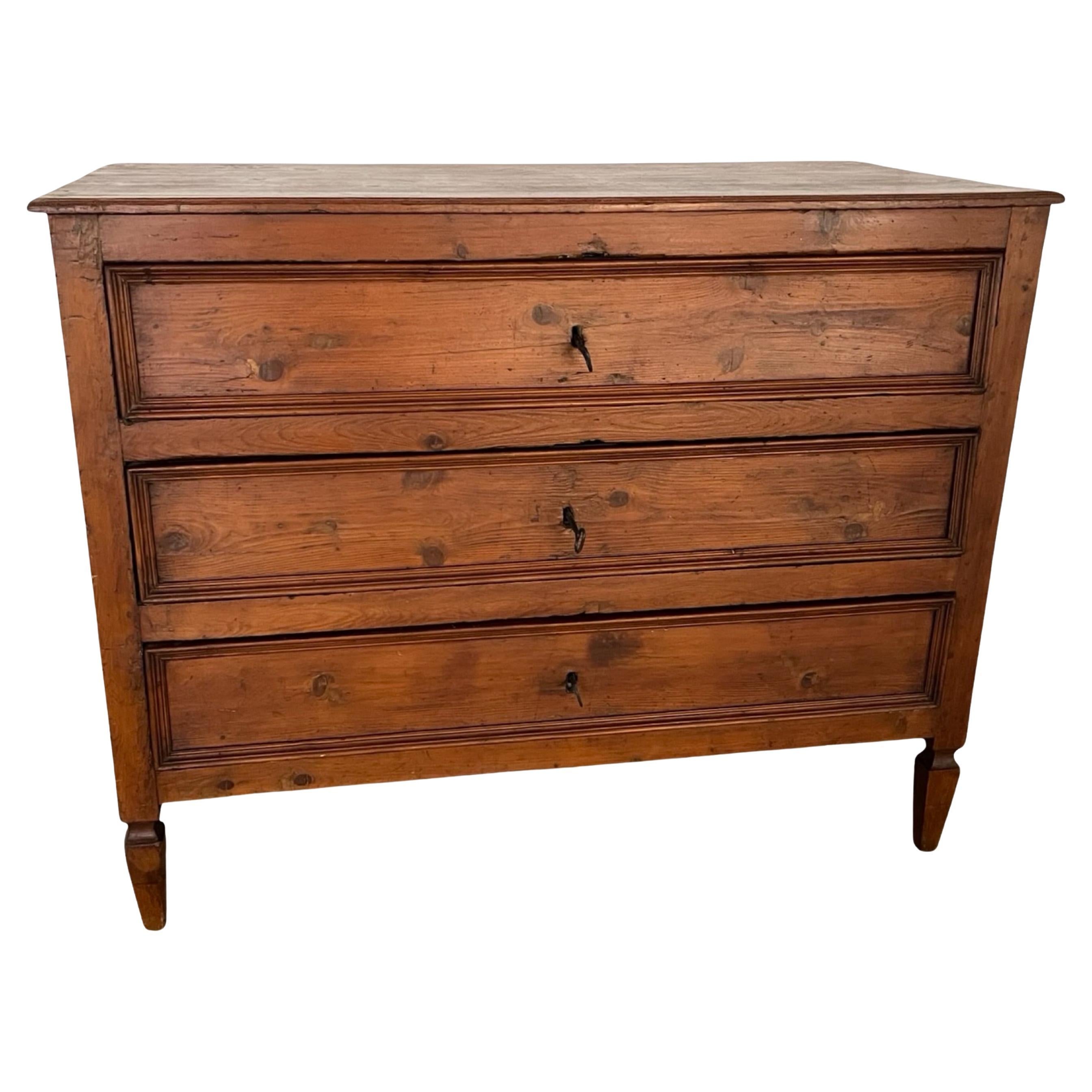 19th Century Pine Italian Chest Of Drawers / Commode / Dresser For Sale