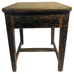 19th Century Pine Joint Stool in Black Paint
