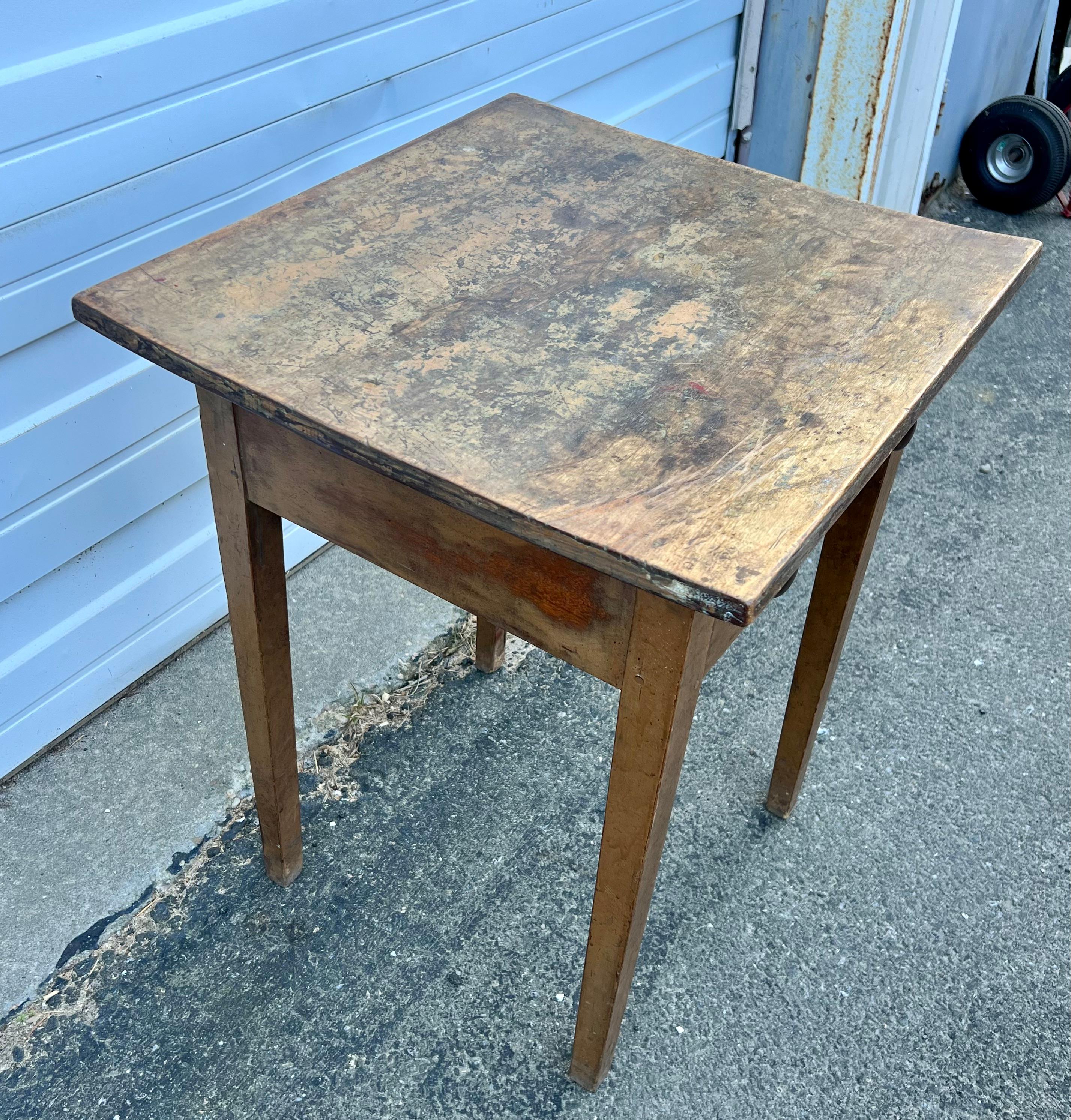 Hand-Crafted 19th Century Pine One Drawer Stand For Sale