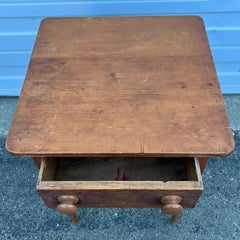 19th Century Pine One Drawer Stand with Faux Bamboo Carved Legs