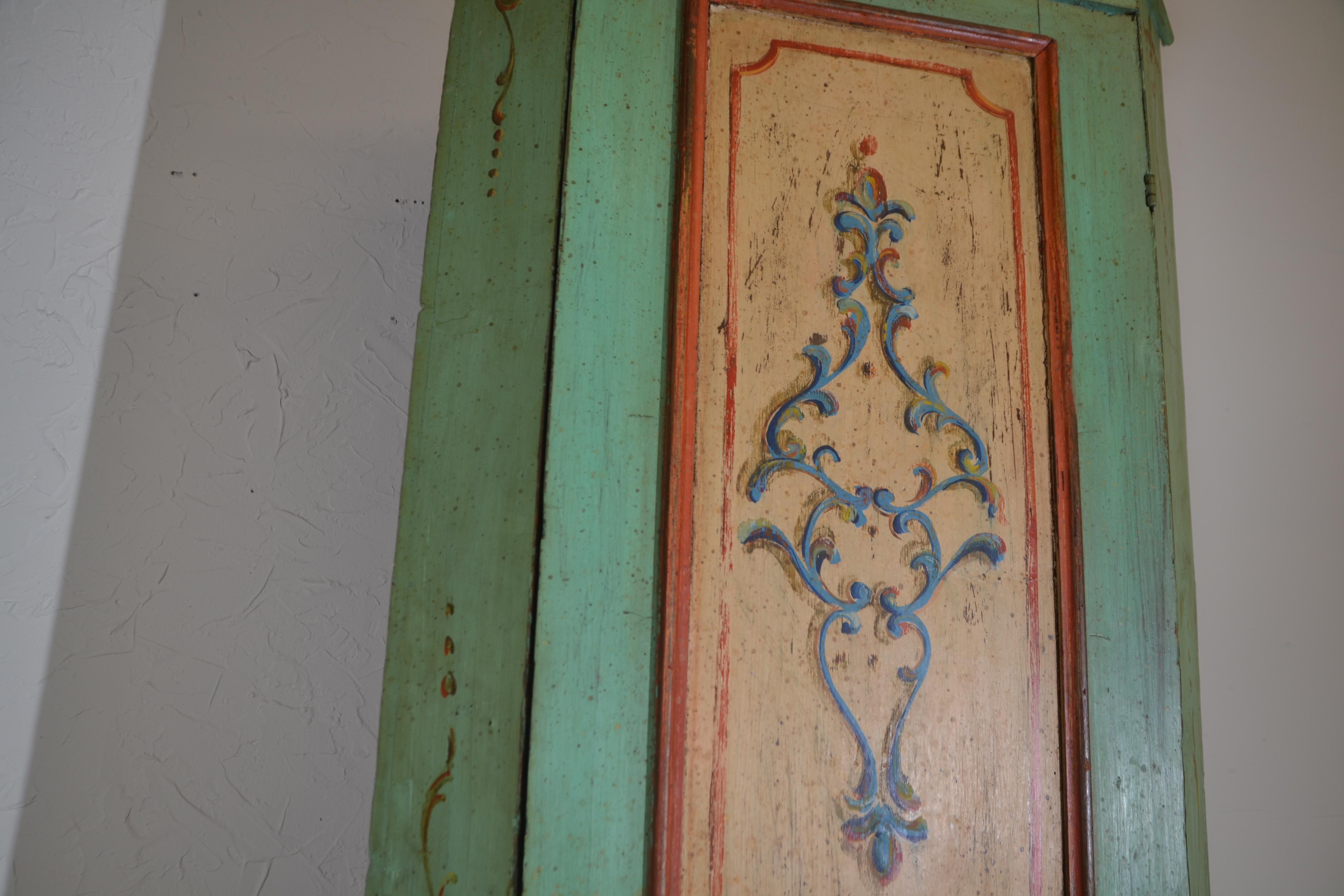 Late 19th Century 19th Century Pine Painted Corner Cupboard