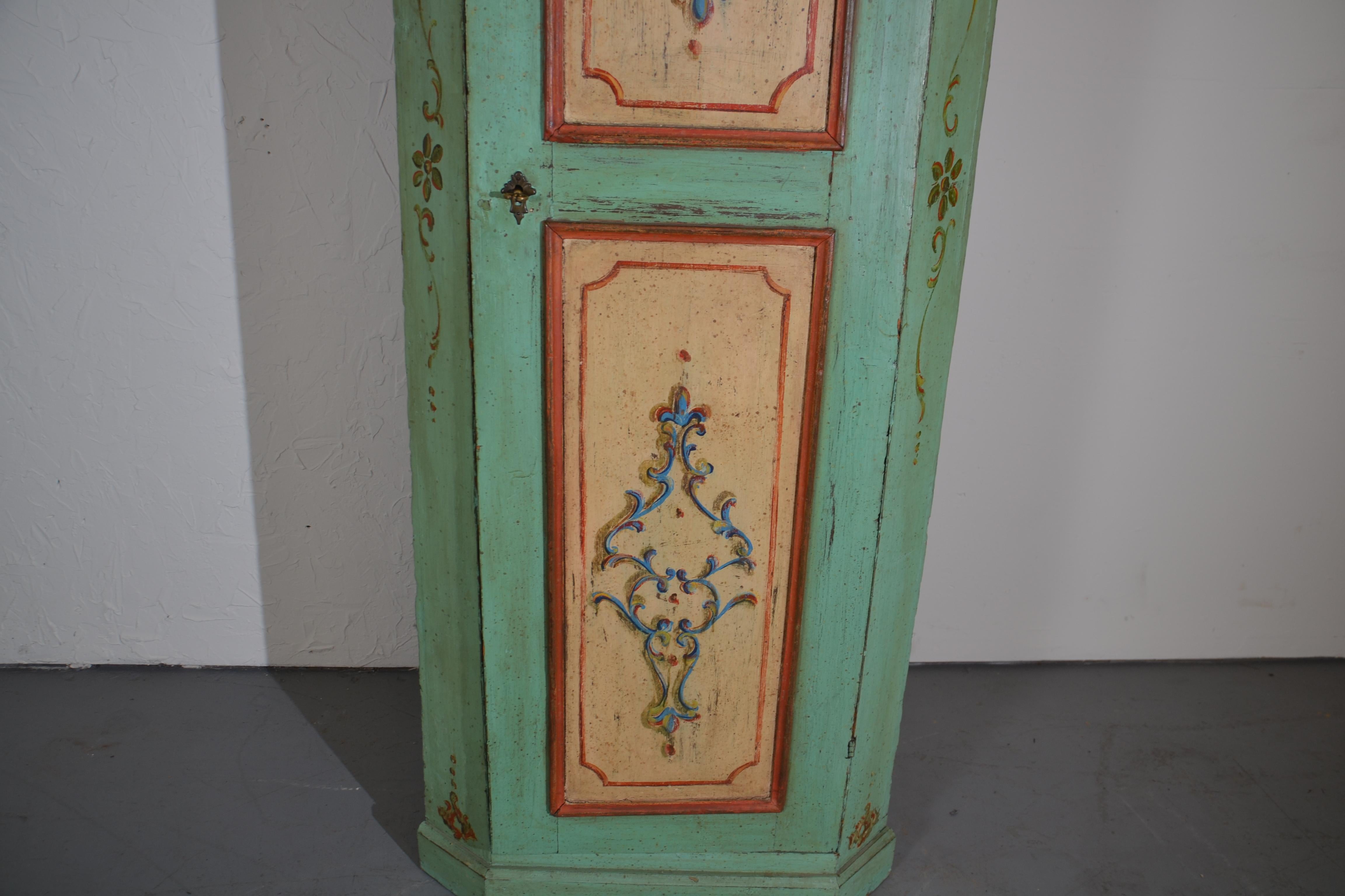 19th Century Pine Painted Corner Cupboard 1
