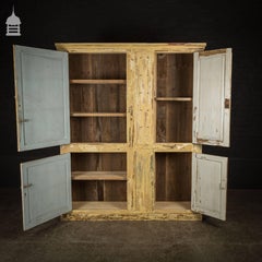 19th Century Pine Pantry Cupboard with Distressed Paint and Key Hooks