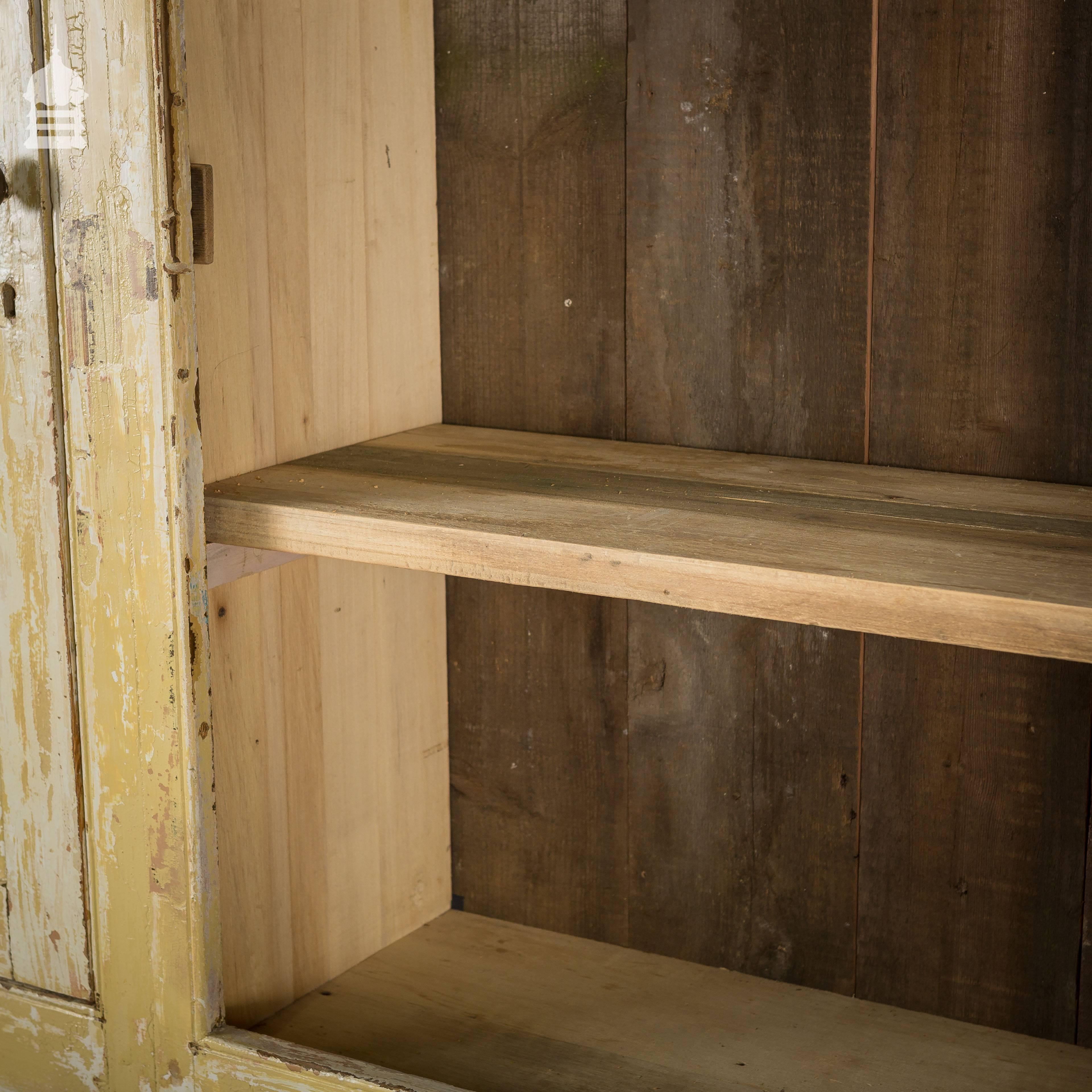 19th Century Pine Pantry Kitchen Cupboards with Distressed Paint In Good Condition For Sale In Norwich, GB