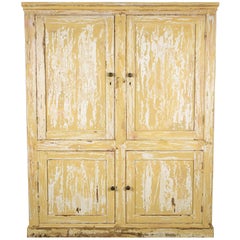 Antique 19th Century Pine Pantry Kitchen Cupboards with Distressed Paint