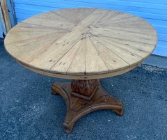 19th Century Pine Pedestal Table With Pieced Top and Acanthus Base