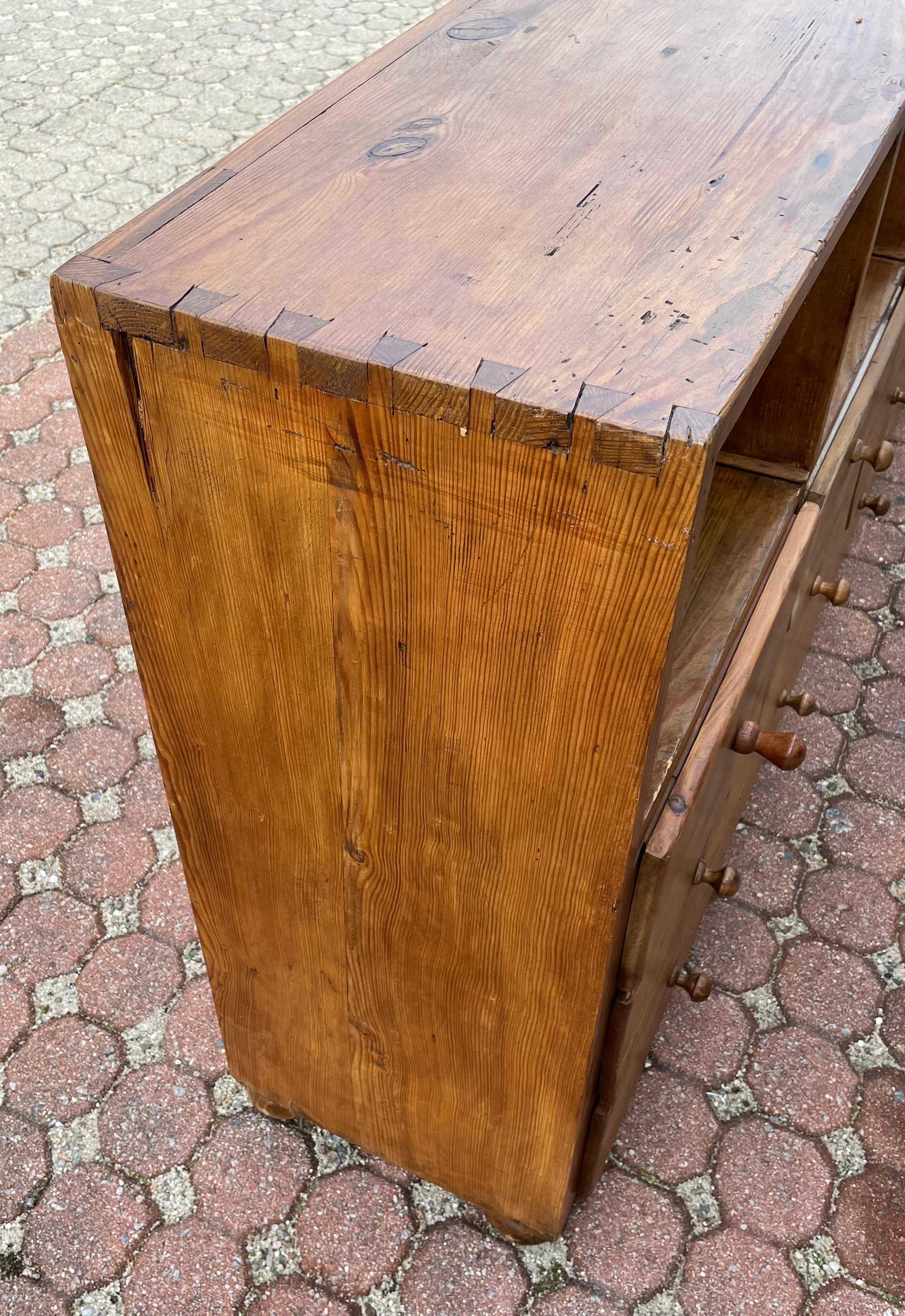 19th Century Pine Server with Cupboard Openings and Apothecary-type Drawers 2
