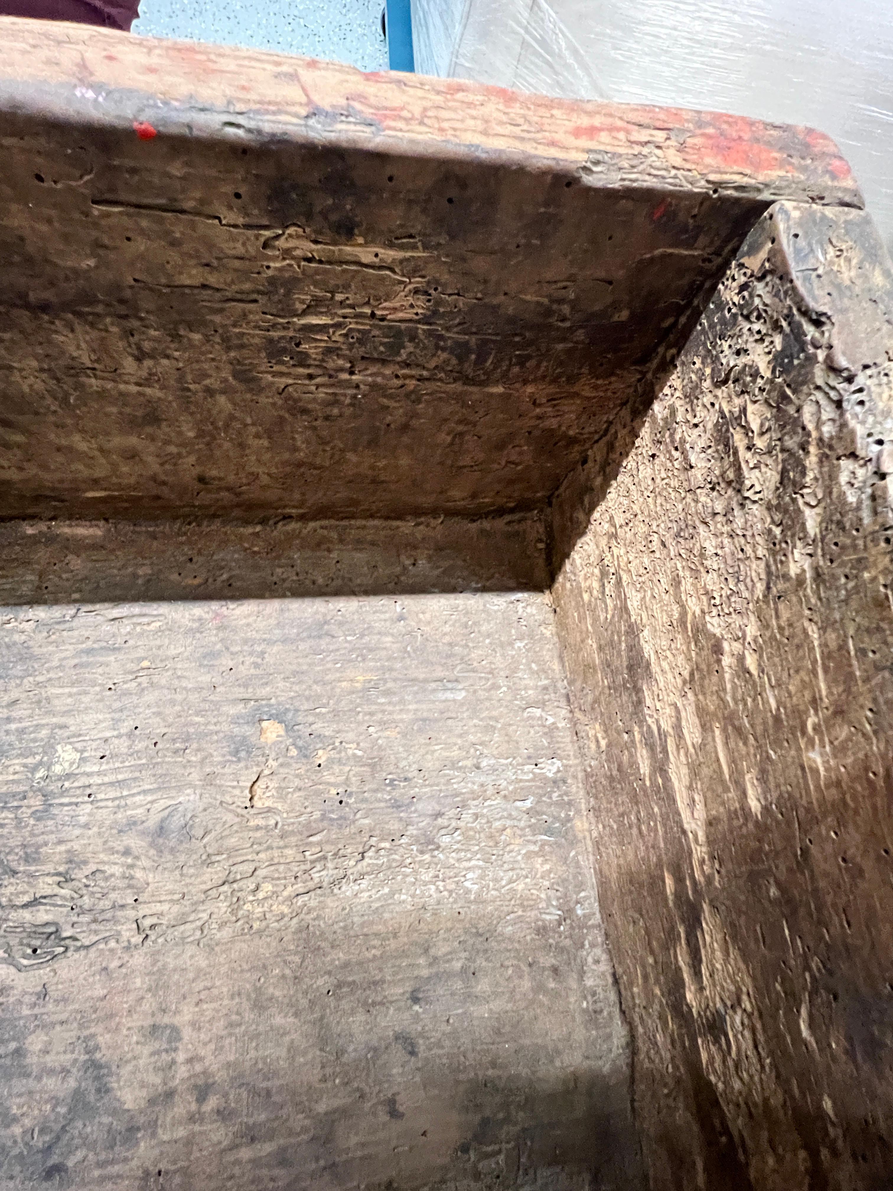 Aparador o mesa de fregadero de pino del siglo XIX con tapa de mármol en venta 4