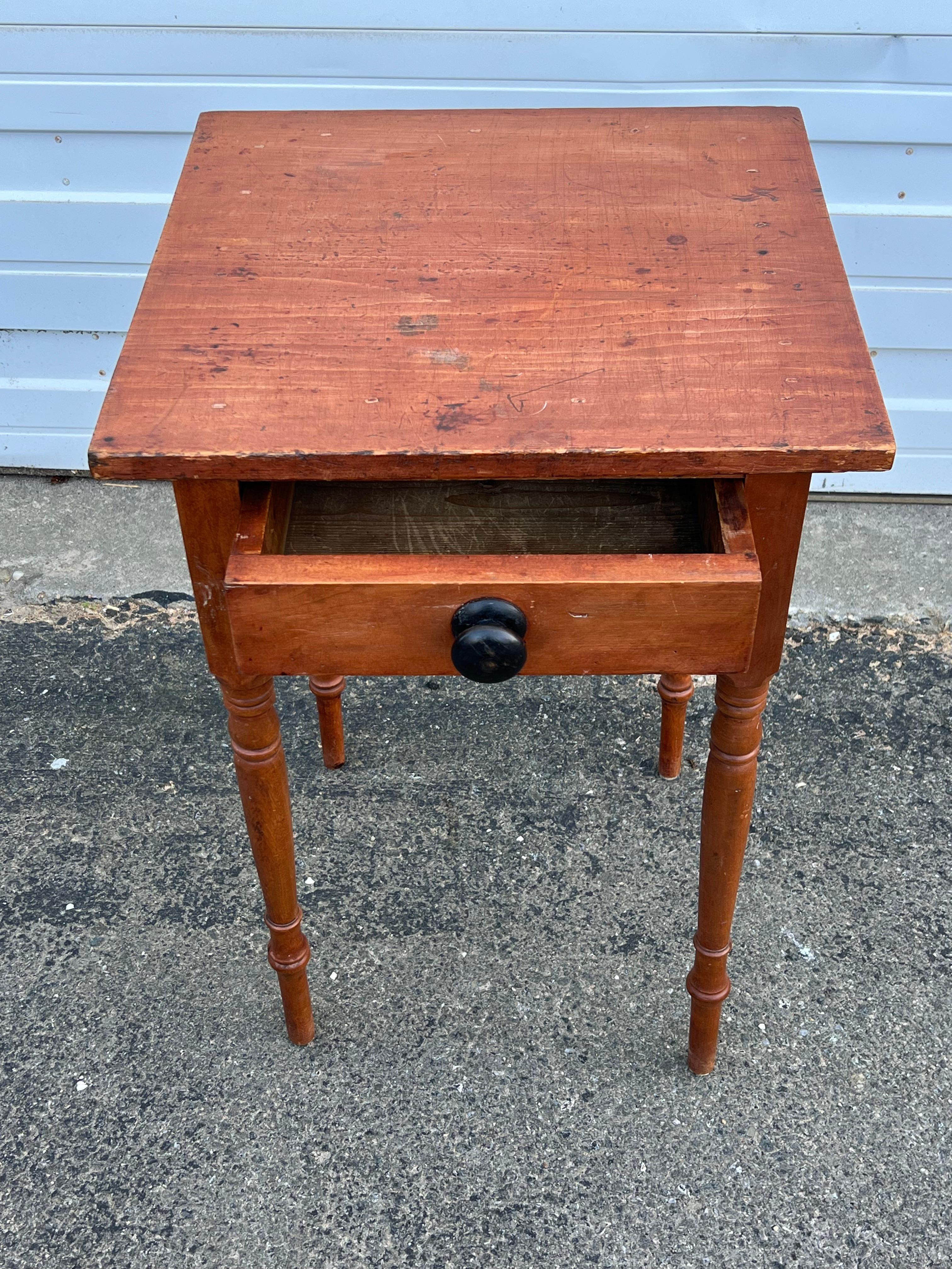 Canadian 19th Century Pine Single Drawer Side Table  For Sale