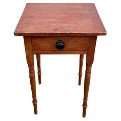 Antique 19th Century Pine Single Drawer Side Table 