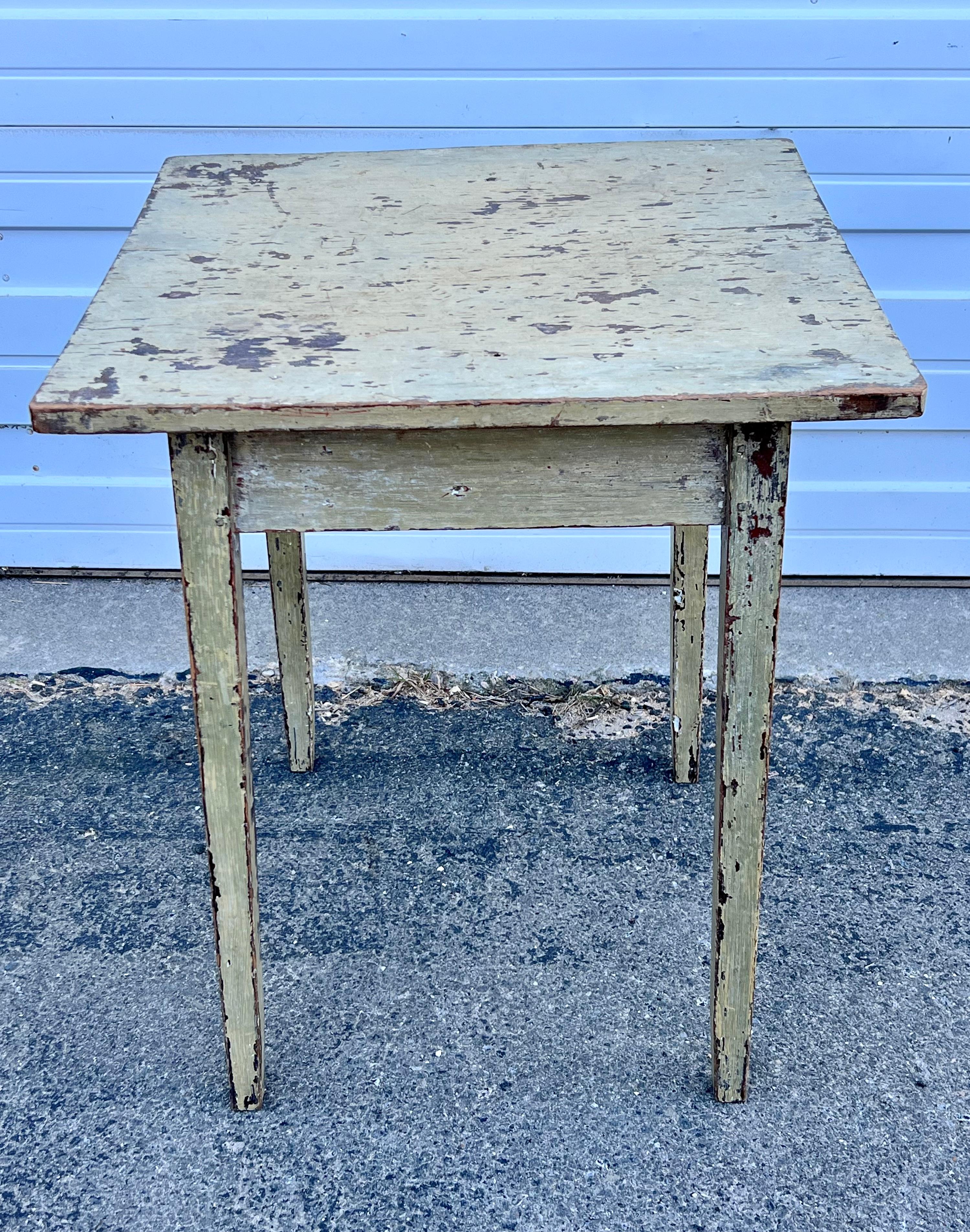 Canadian 19th Century Pine Single Drawer Side Table in Original Paint For Sale