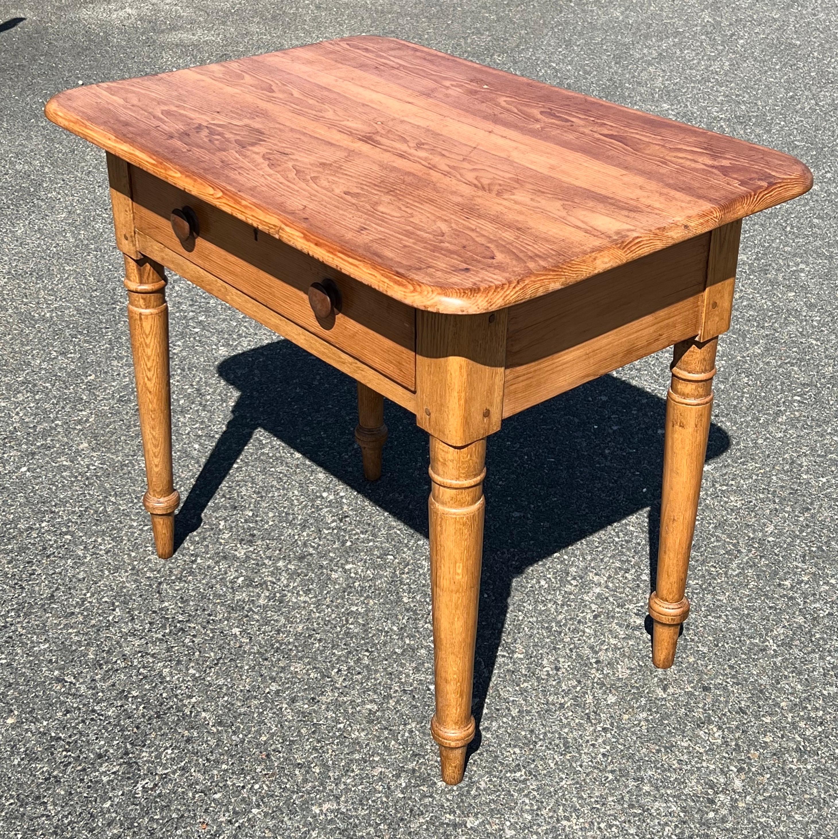 Hand-Crafted 19th Century Pine Single Drawer Stand For Sale