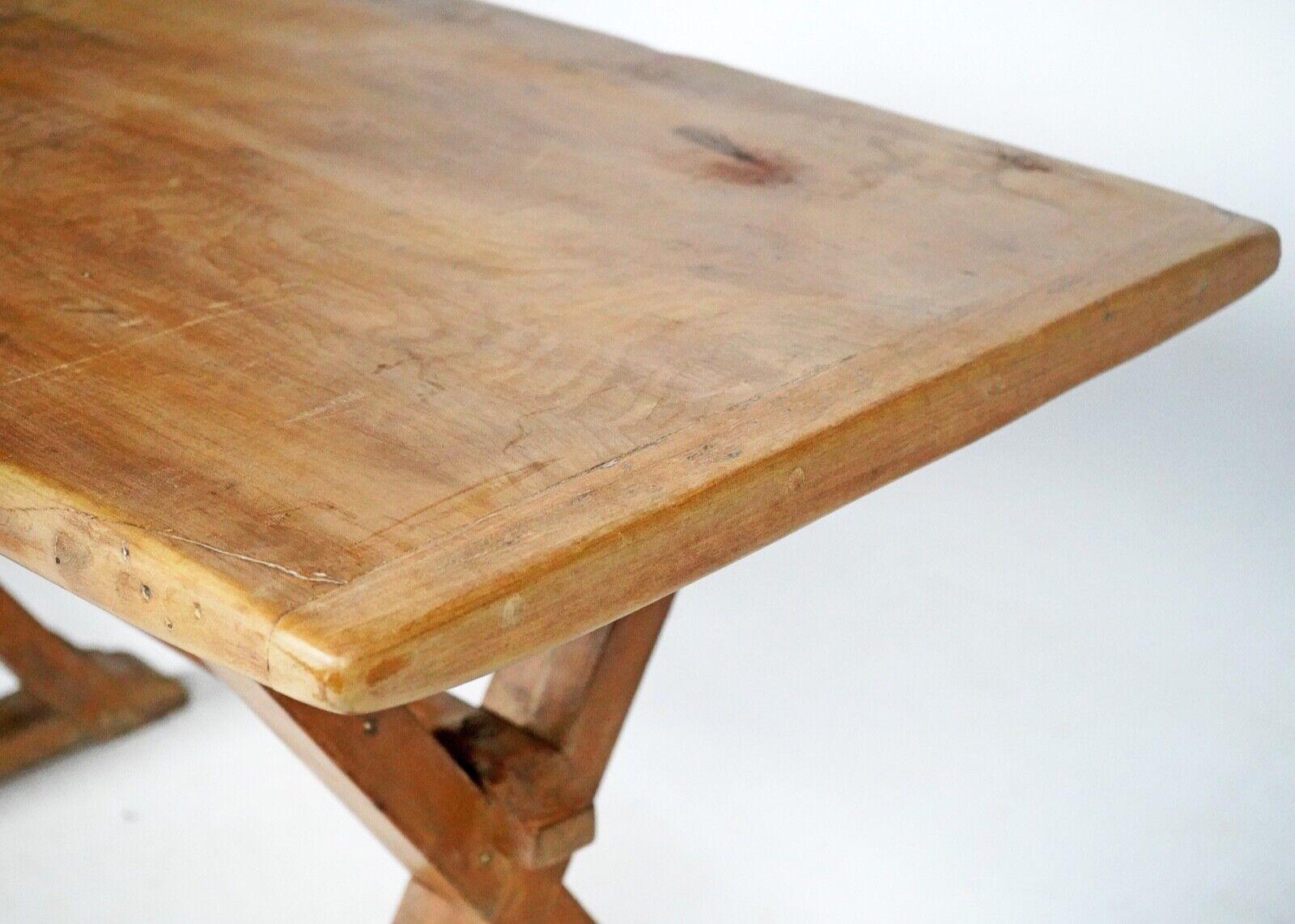 Country 19th Century Pine Slab Top Tavern Table Dining Table For Sale